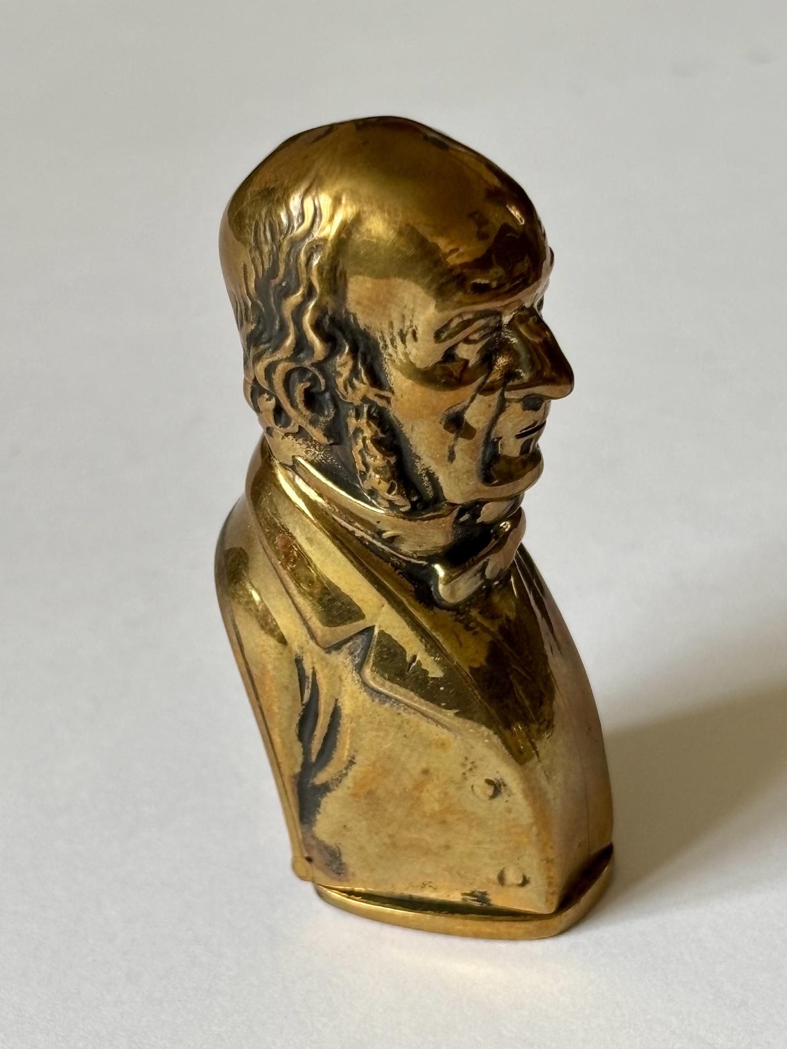 Antique 19th Century Brass Novelty Vesta Case, William Gladstone c.1870 (1 of 10)