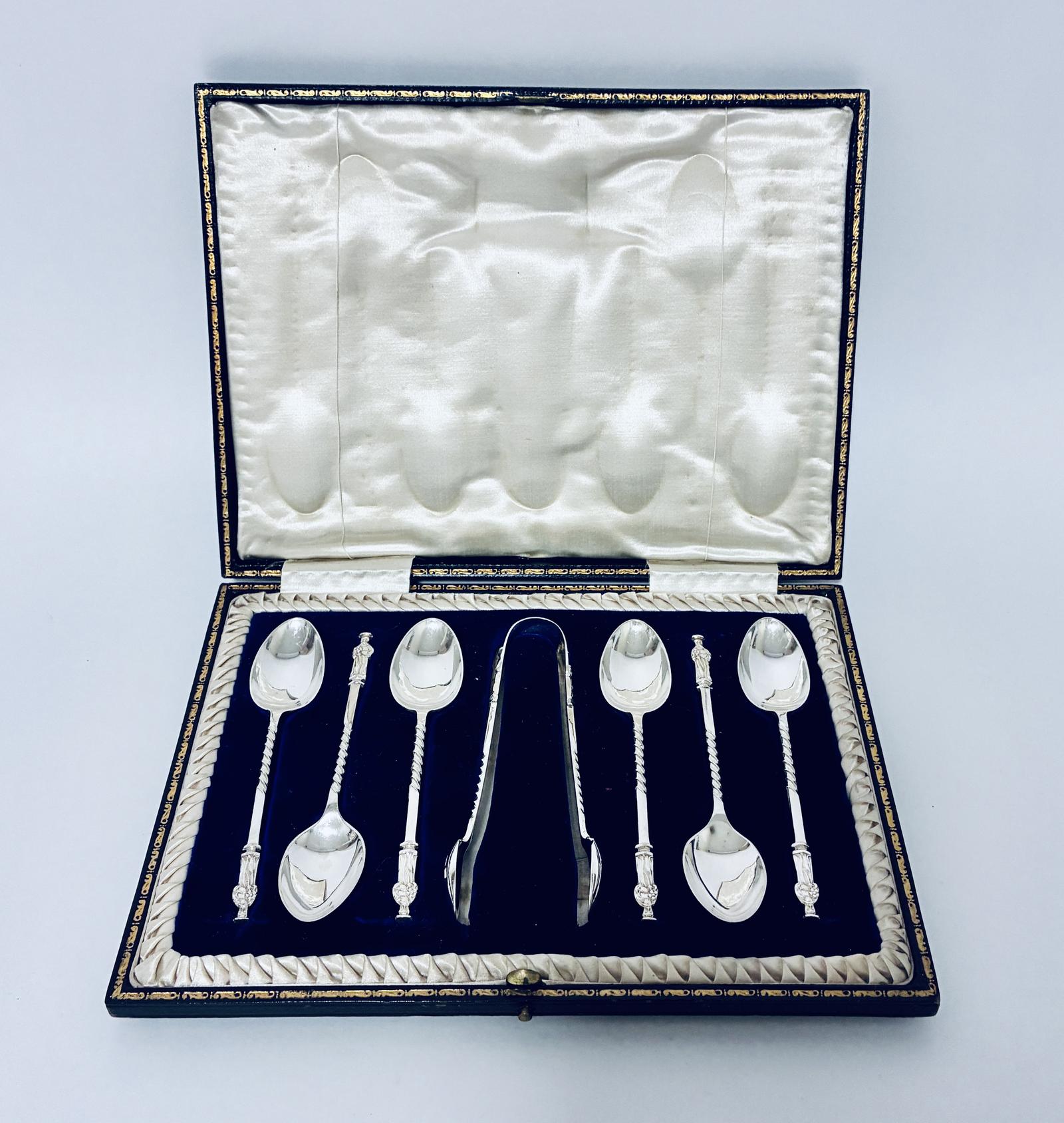 Set of 6 Antique Silver Apostle Spoons and Tongs (1 of 13) Set of 6 Antique Silver Apostle Spoons and Tongs (1 of 13)