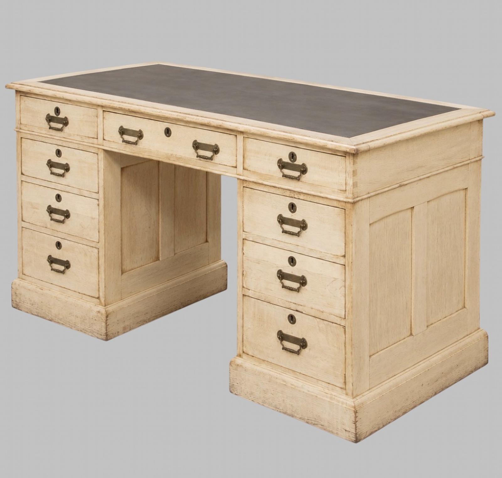 Handsome Bleached Oak Pedestal Desk c.1900 (1 of 6) Handsome Bleached Oak Pedestal Desk c.1900 (1 of 6)
