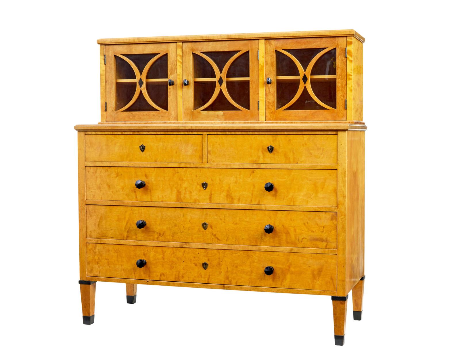 Late 19th Century Swedish Birch Art Nouveau Cabinet on Chest (1 of 10) Late 19th Century Swedish Birch Art Nouveau Cabinet on Chest (1 of 10)