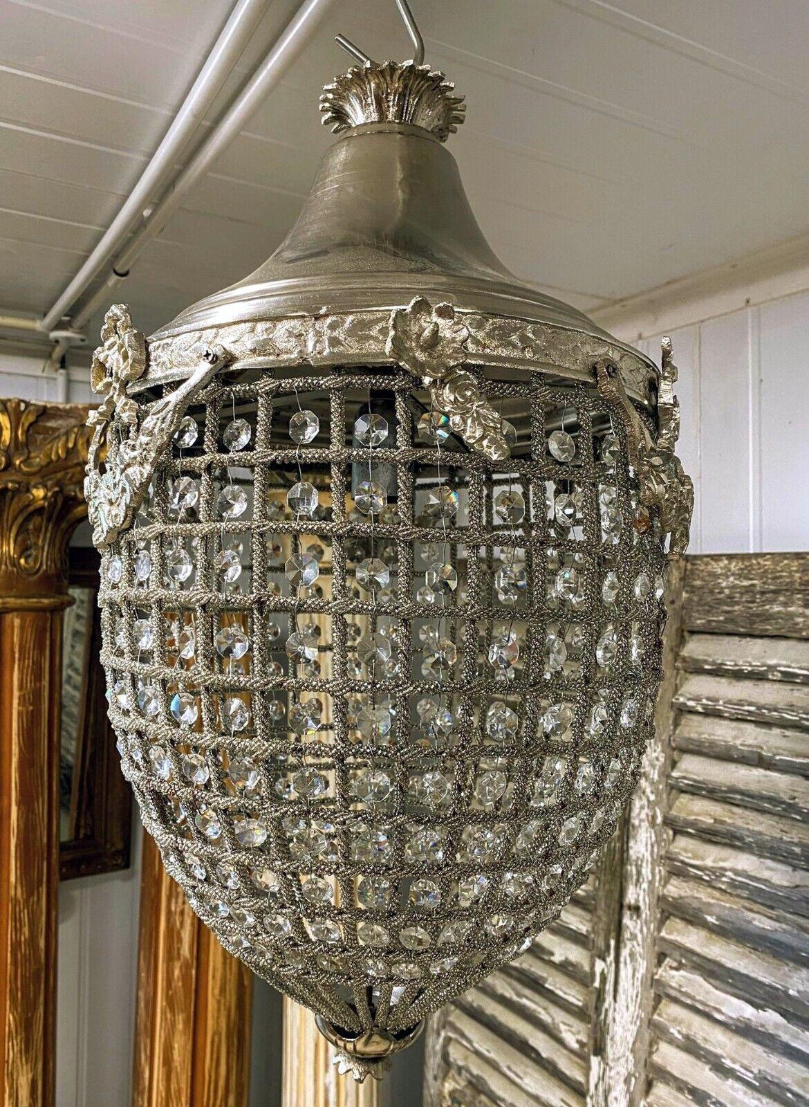 Antique Ormolu Crystal Acorn Chandelier (1 of 5)