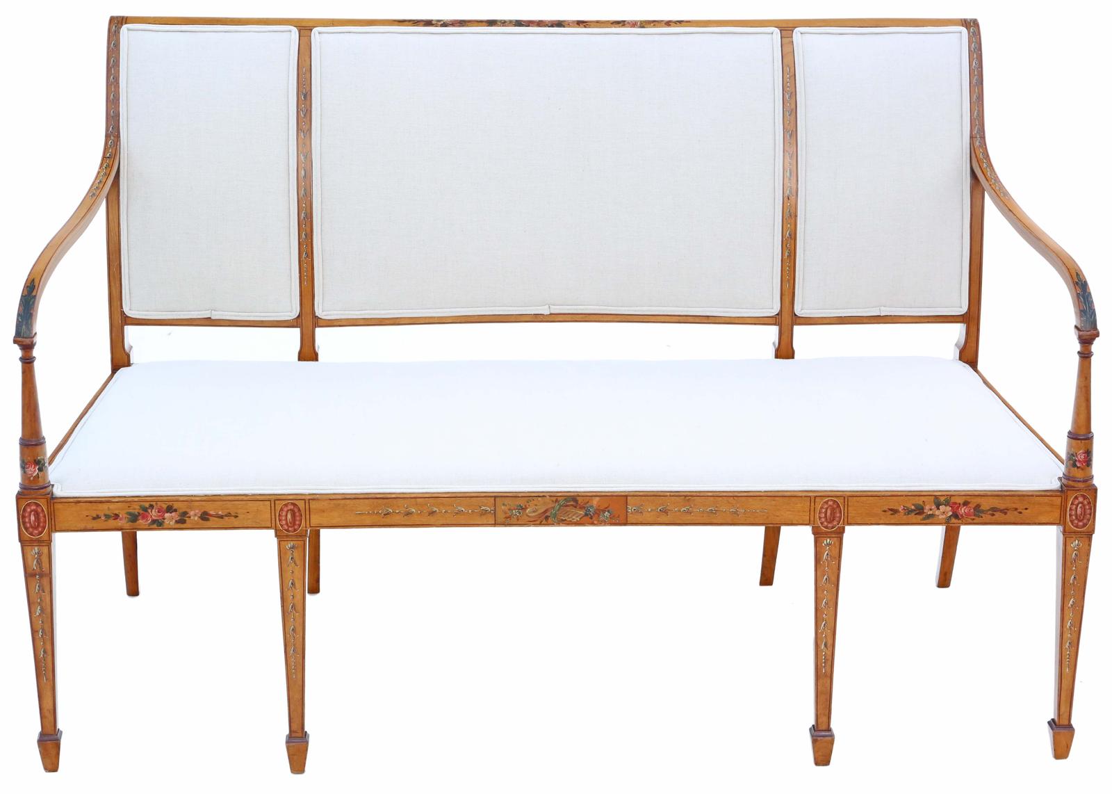 Antique Very Fine Quality Late Victorian 19th Century Decorated Satinwood Sofa (1 of 9) Antique Very Fine Quality Late Victorian 19th Century Decorated Satinwood Sofa (1 of 9)