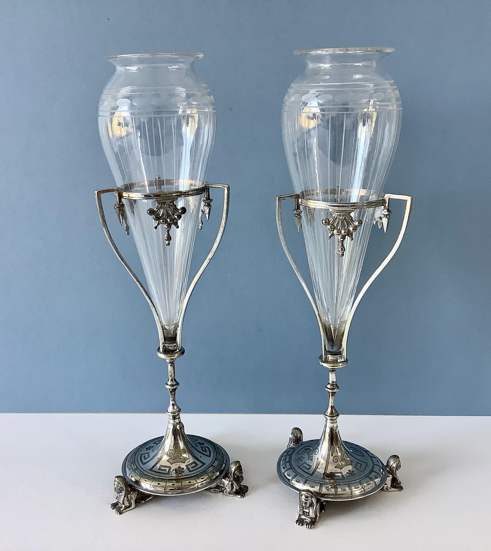 Fabulous Pair of Secessionist Silver Vases (1 of 9)