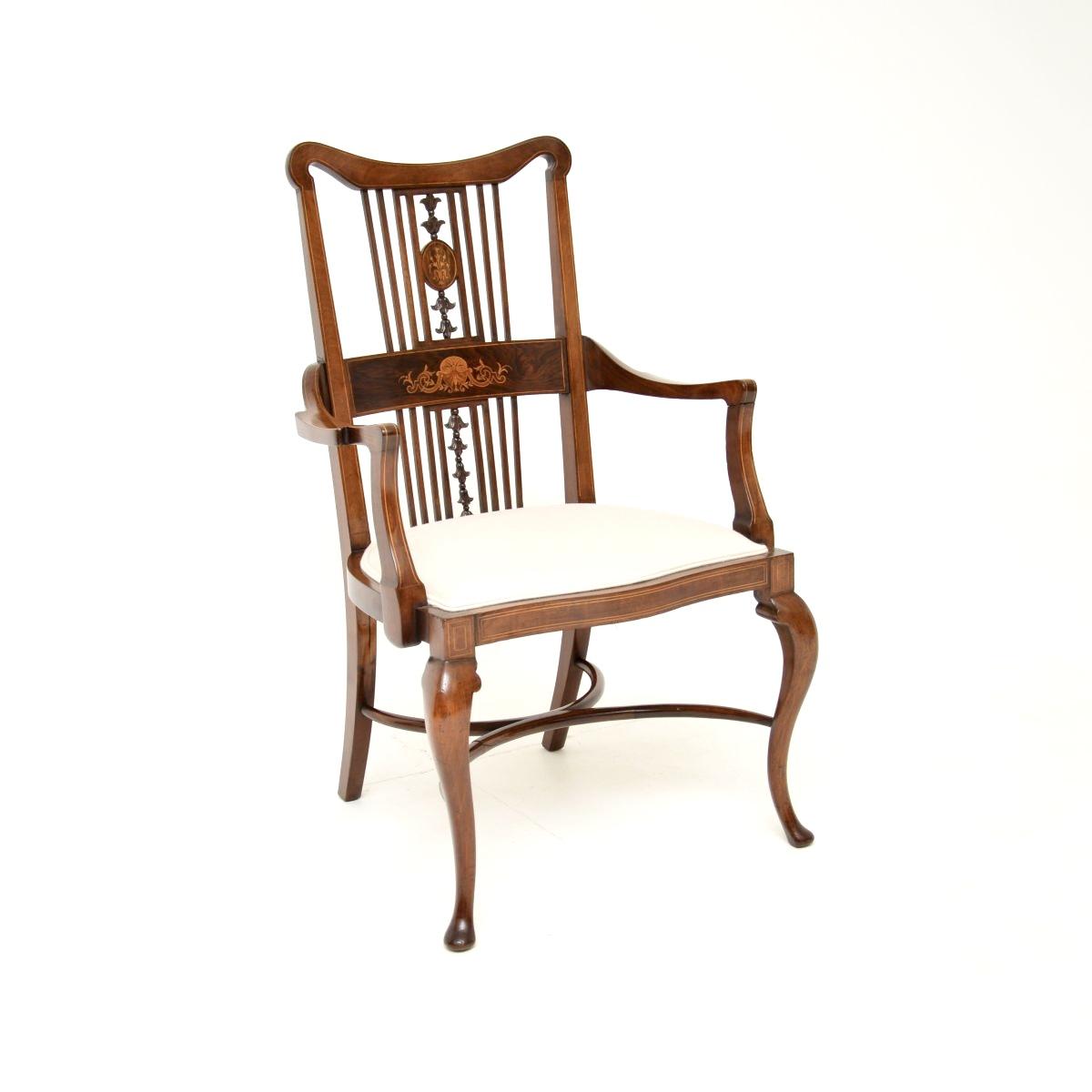 Antique Edwardian Inlaid Mahogany Armchair (1 of 12) Antique Edwardian Inlaid Mahogany Armchair (1 of 12)