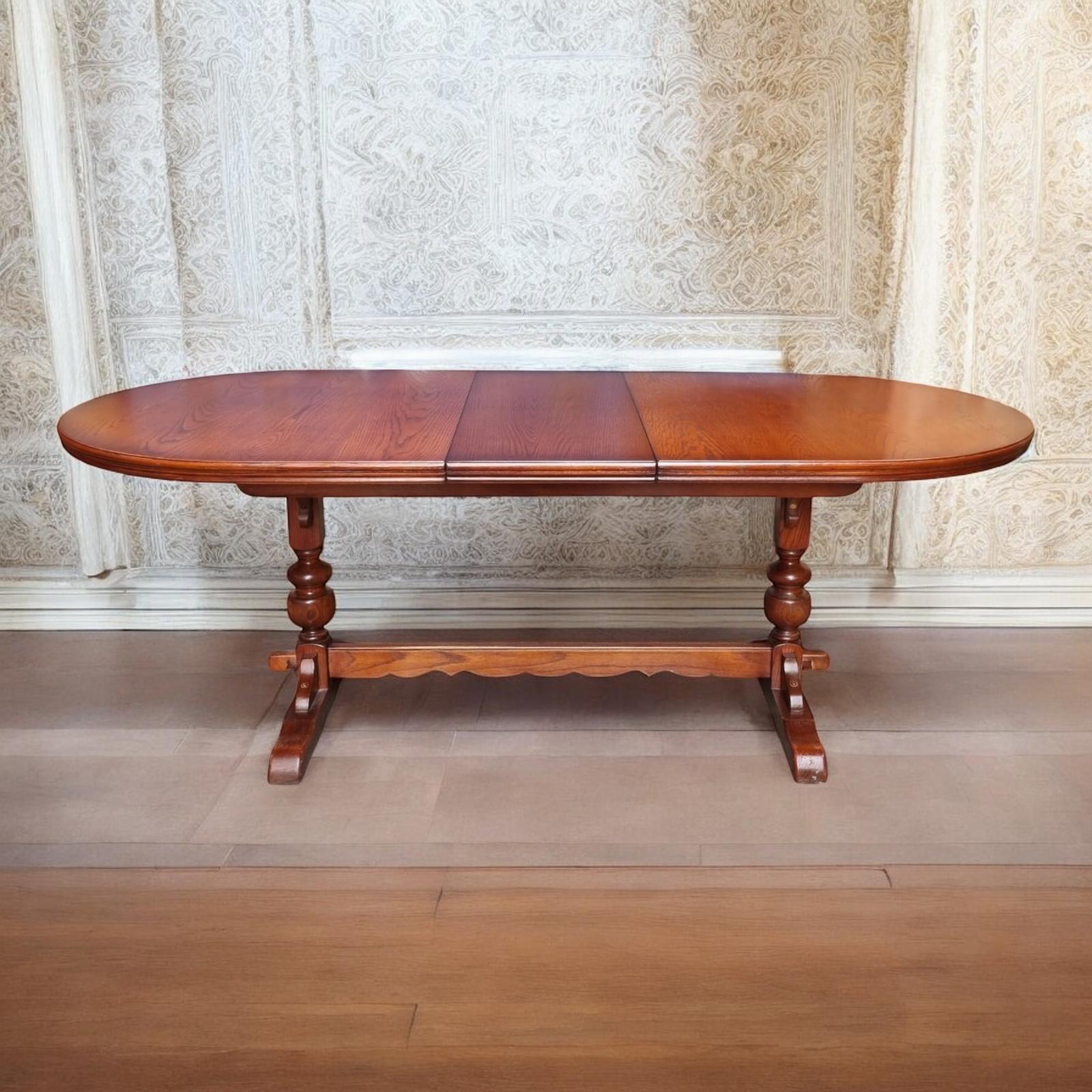 Vintage Old Charm Large Oak Extending Draw Leaf Dining Table  / Seats 6-8 / c.1970 (1 of 8)