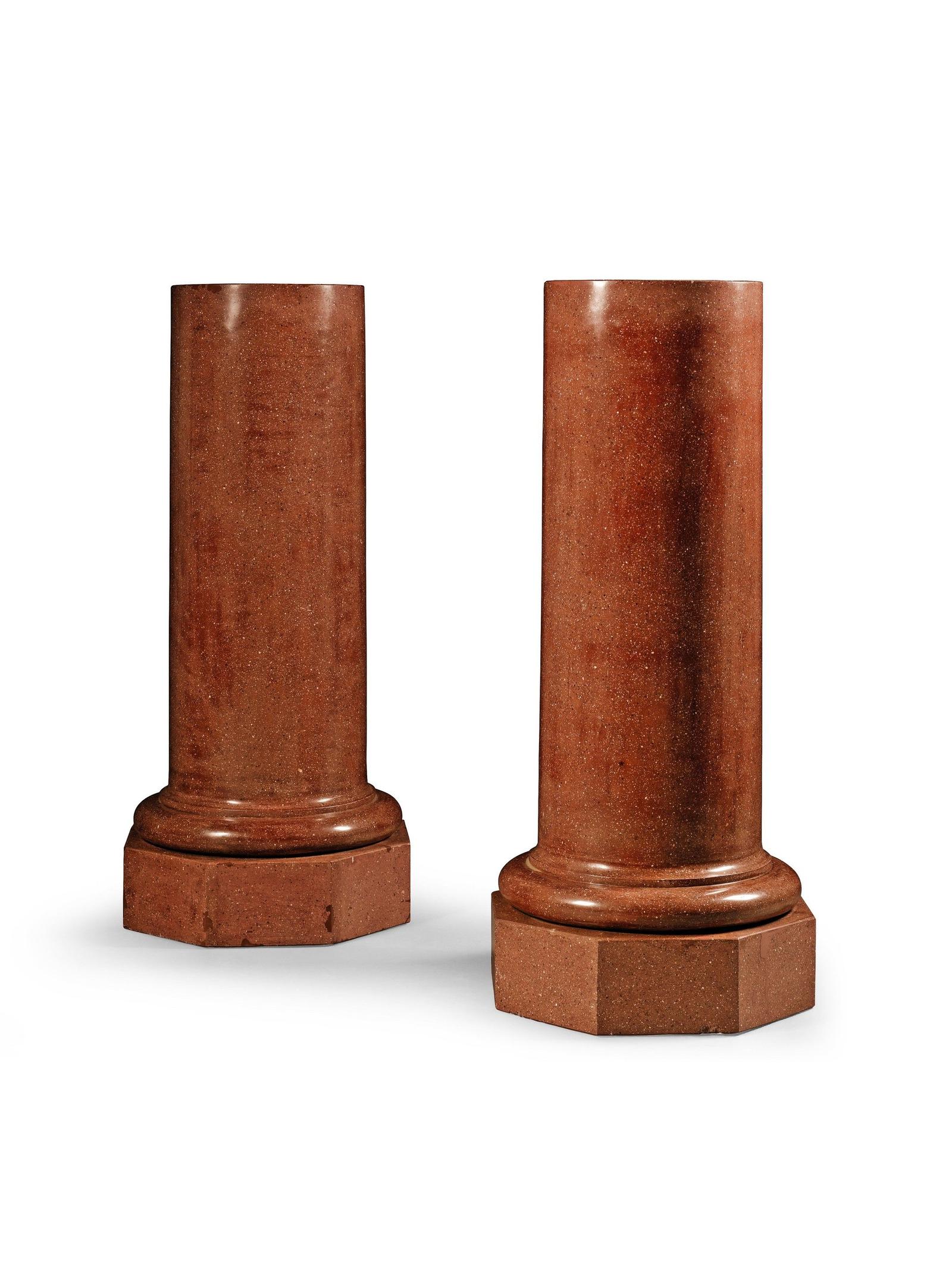 Pair of 19th Century Simulated Porphyry Scaglioli Columns (1 of 1)