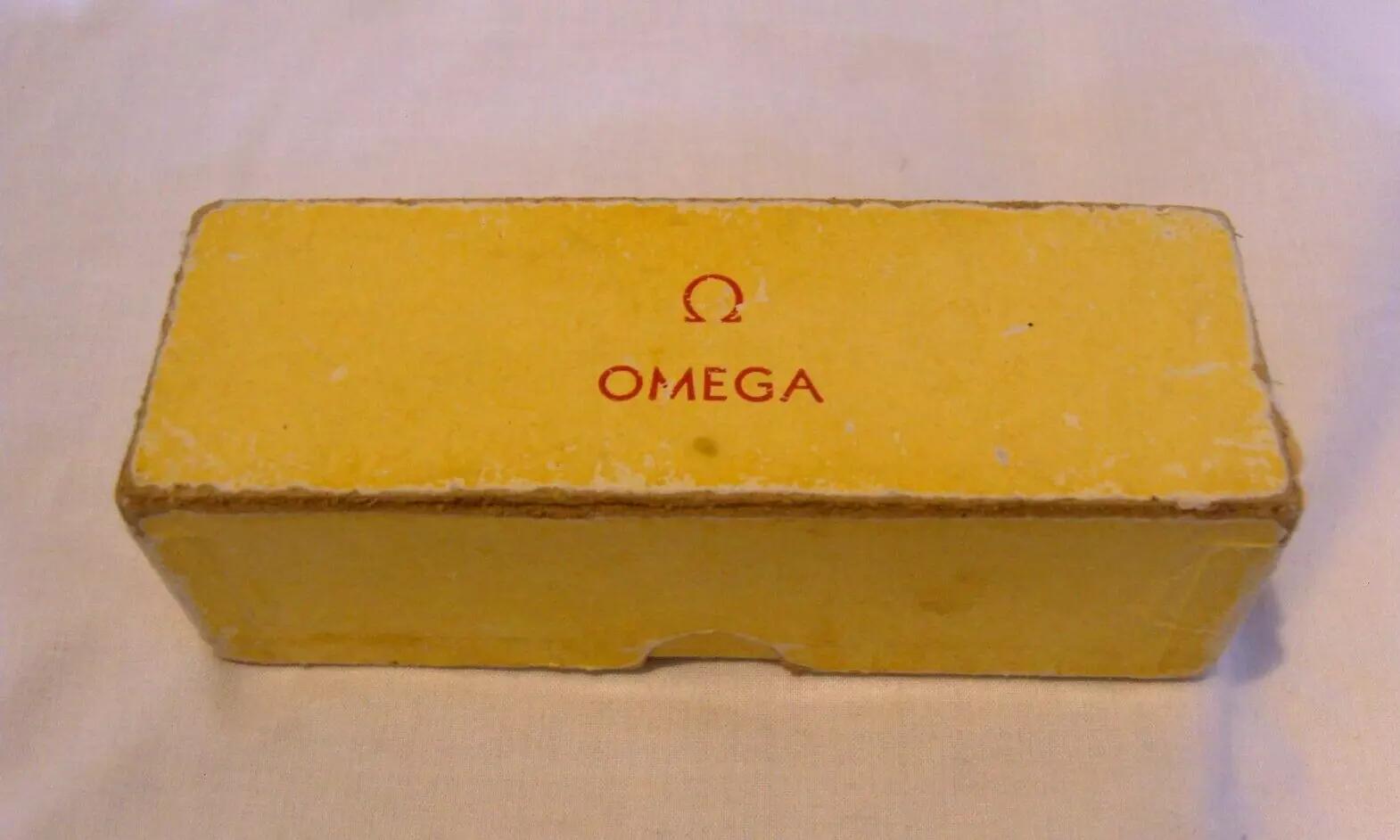 Omega Wrist Watch Outer Box 1940s Cardboard For Ladies Pigskin Coffin Box (1 of 11)