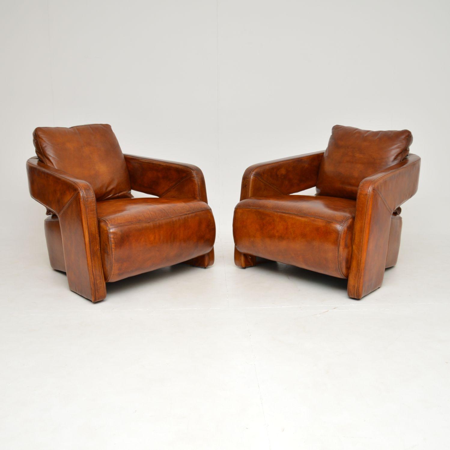 Pair of Vintage Italian Leather Armchairs (1 of 11) Pair of Vintage Italian Leather Armchairs (1 of 11)