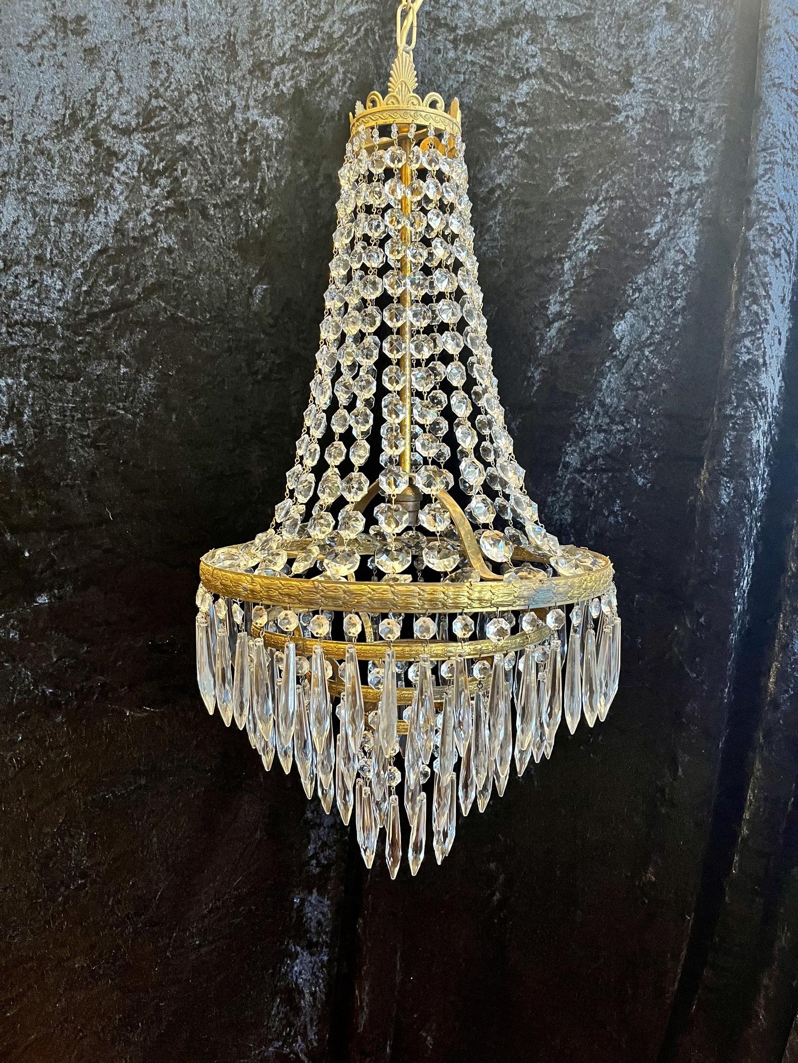 Single Light French Waterfall Chandelier (1 of 11)