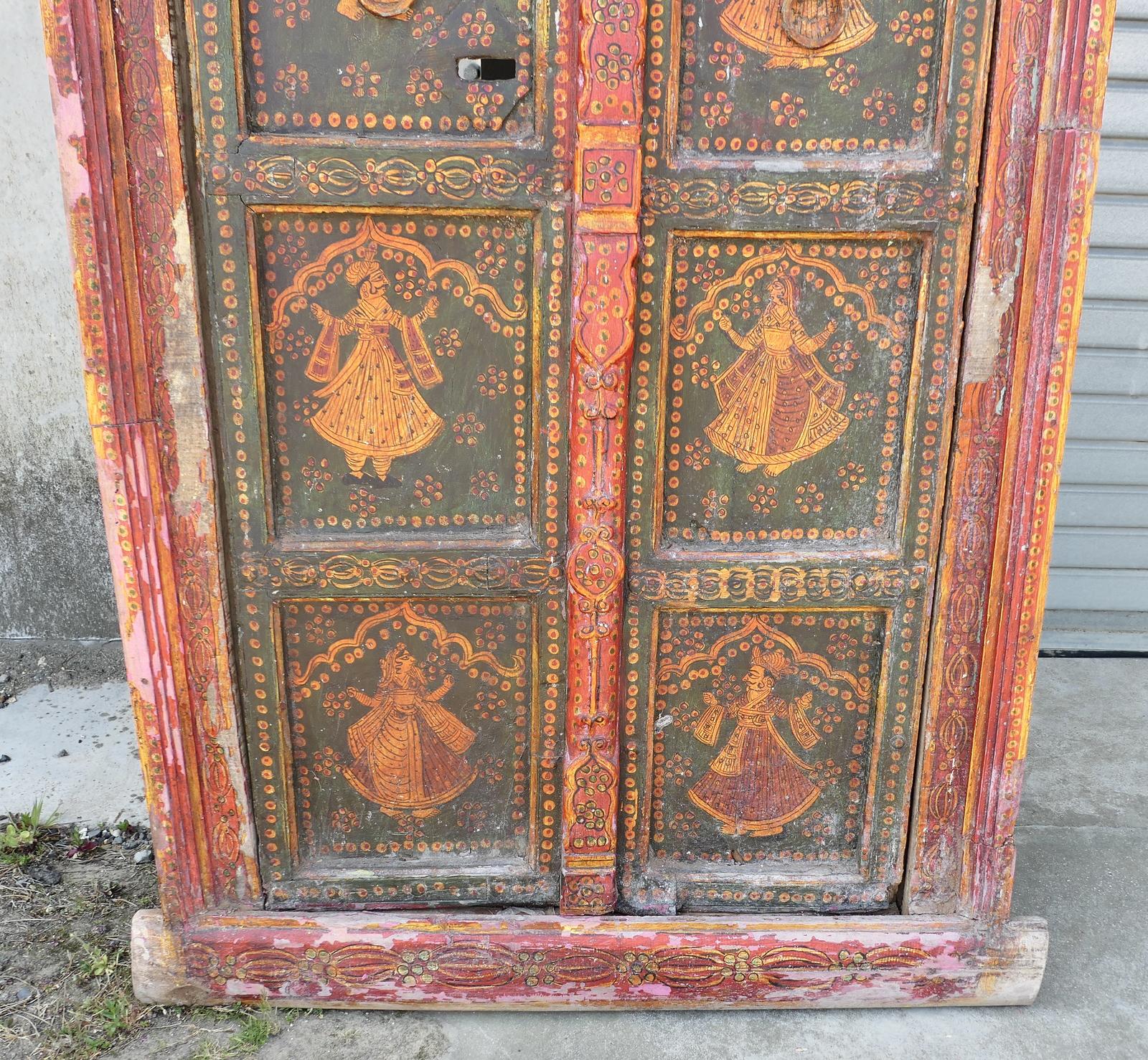 Indian Painted Doors in Original Frame, Wall Art (1 of 8)