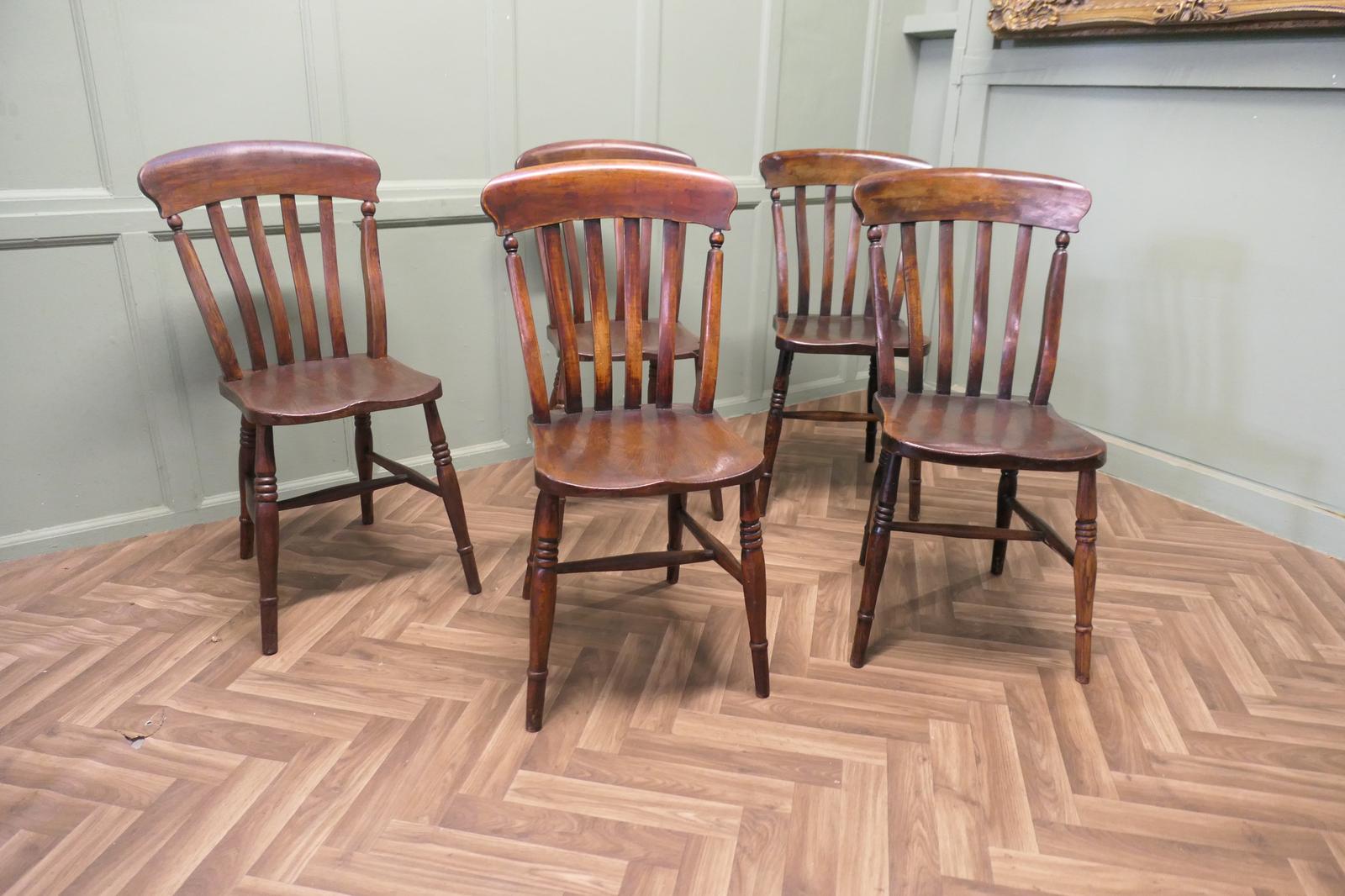 5 Victorian Slat Back Farmhouse Kitchen Chairs (1 of 5) 5 Victorian Slat Back Farmhouse Kitchen Chairs (1 of 5)