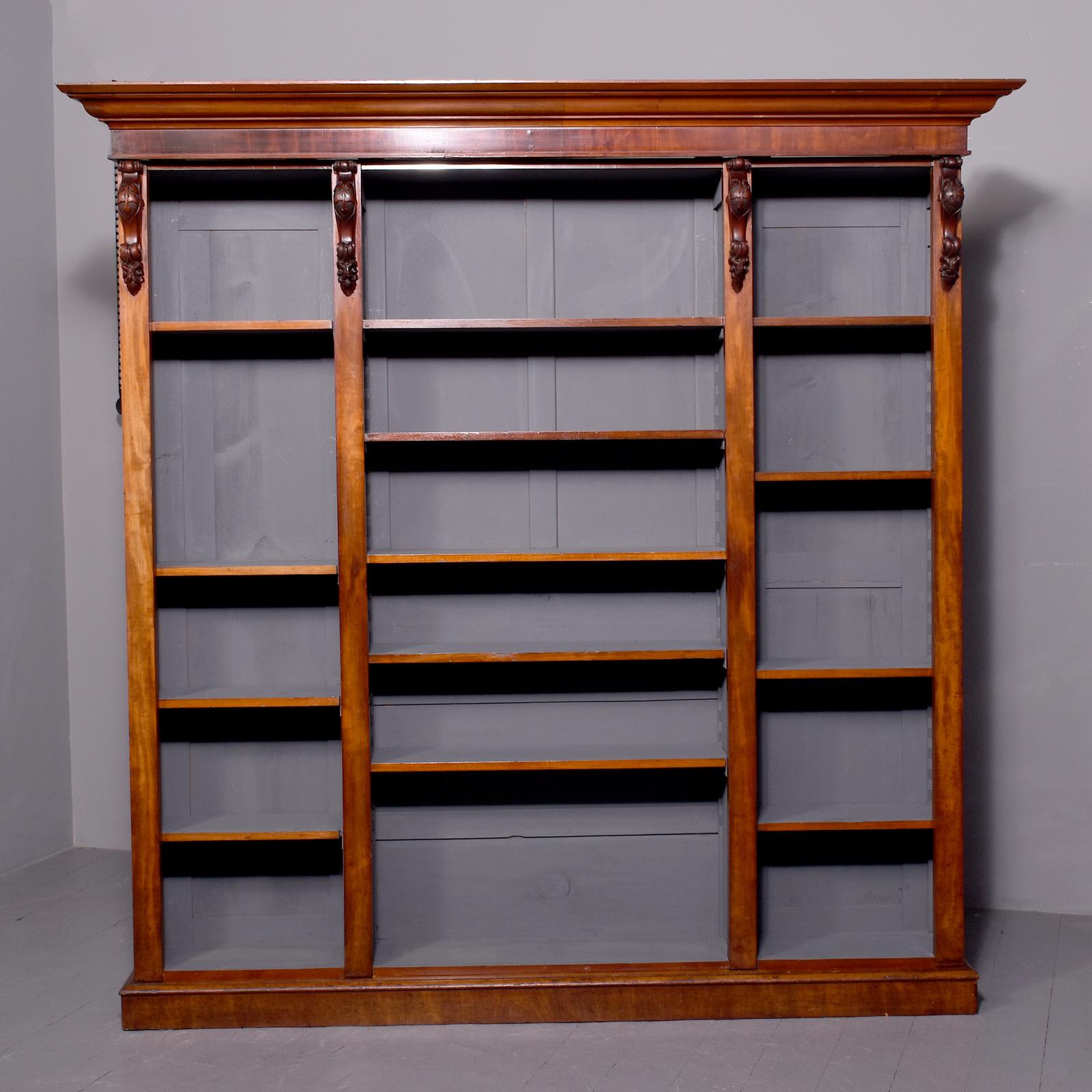 Quality Three-section, Mid-victorian Mahogany Open Bookcase (1 of 12)