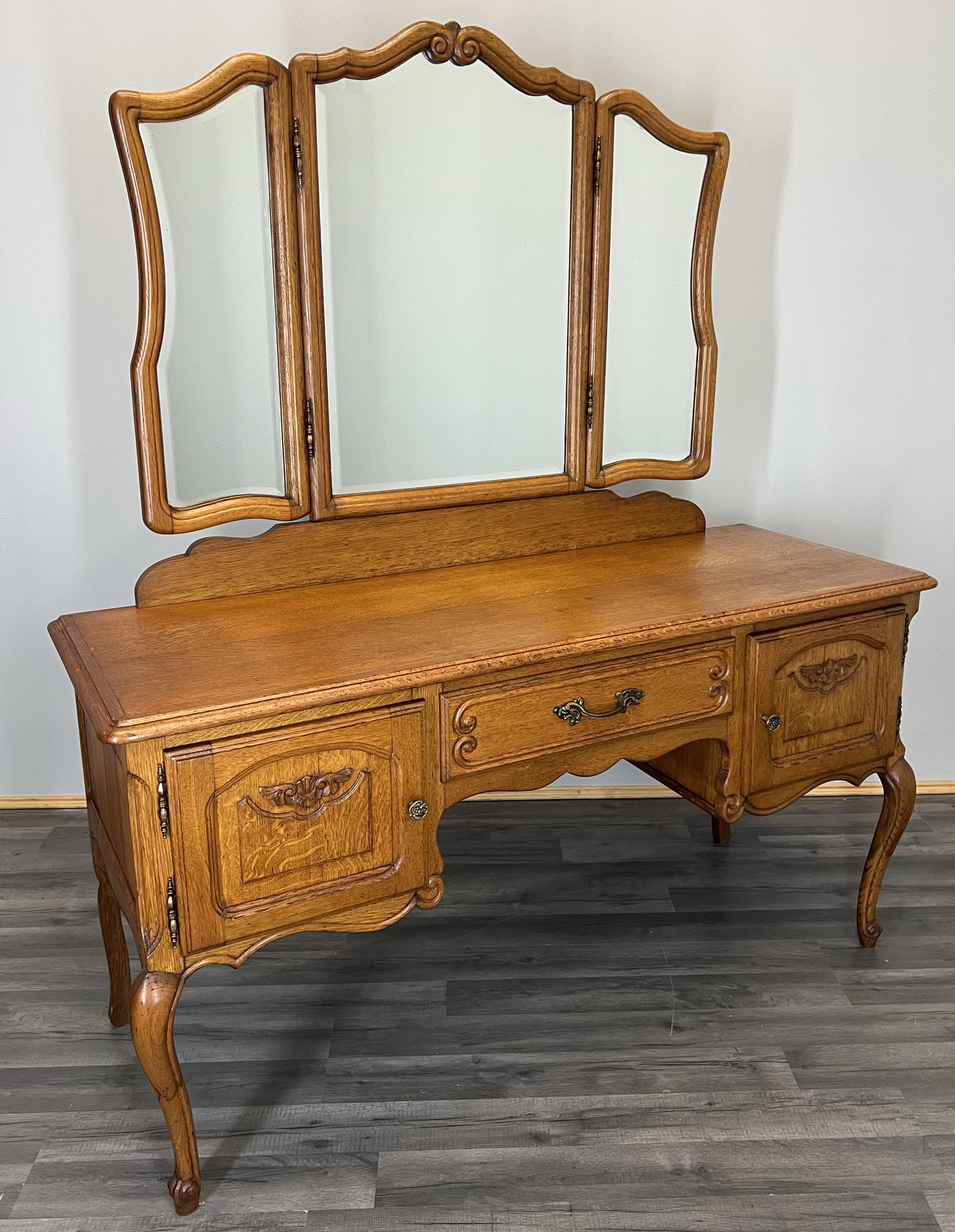 Vintage Dressing Table with Mirror French Oak Vanity Table Makeup (1 of 17) Vintage Dressing Table with Mirror French Oak Vanity Table Makeup (1 of 17)