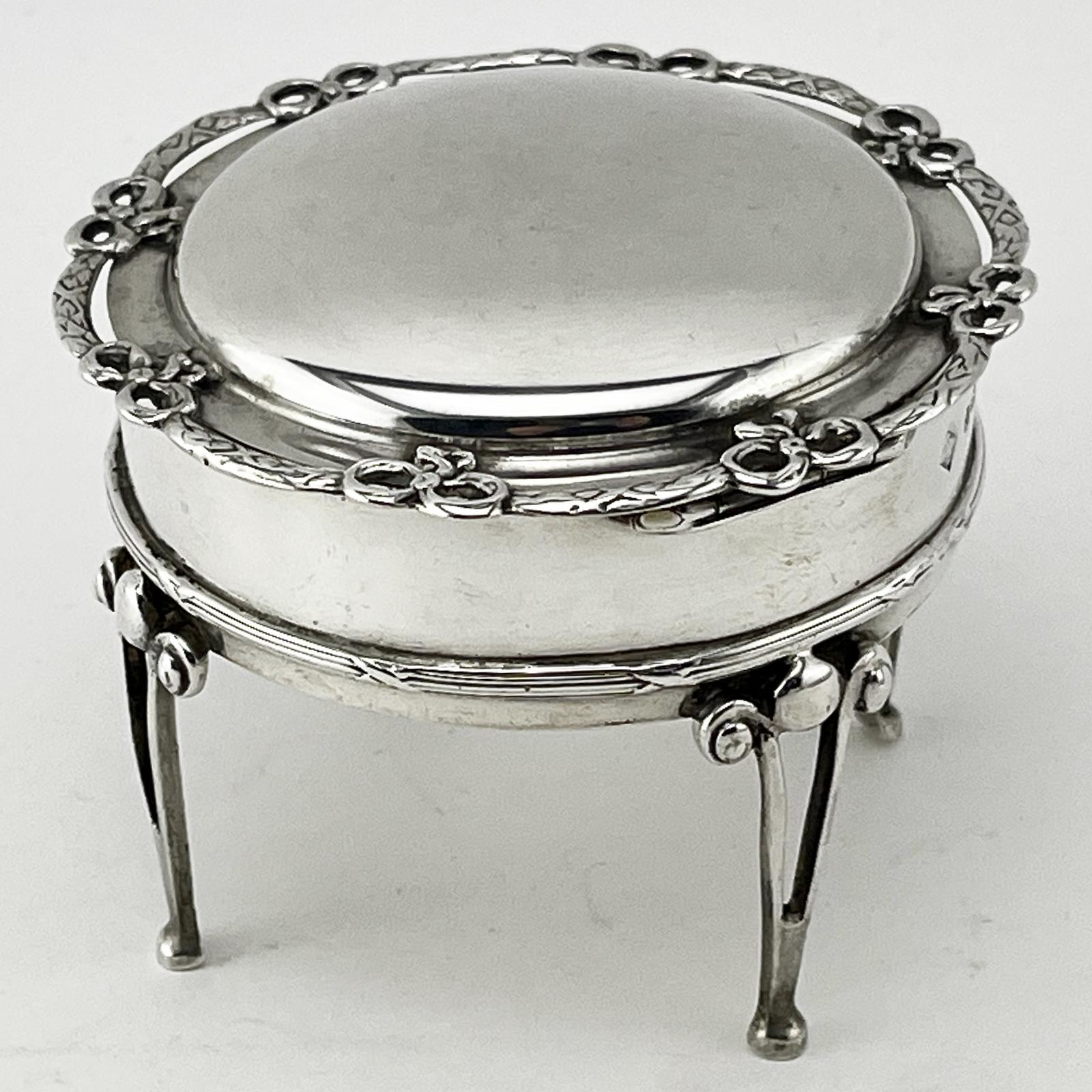Unusual Edwardian Sterling Silver Jewellery or Trinket Box (1 of 6)
