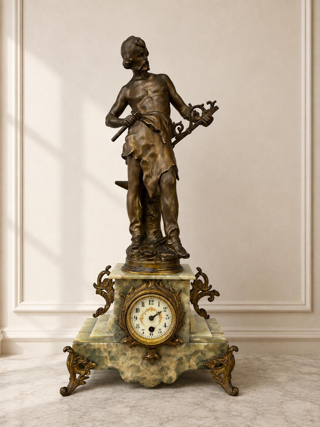 Clock Antique French Figural Marble Forgeron Mantel Clock (1 of 16) Clock Antique French Figural Marble Forgeron Mantel Clock (1 of 16)