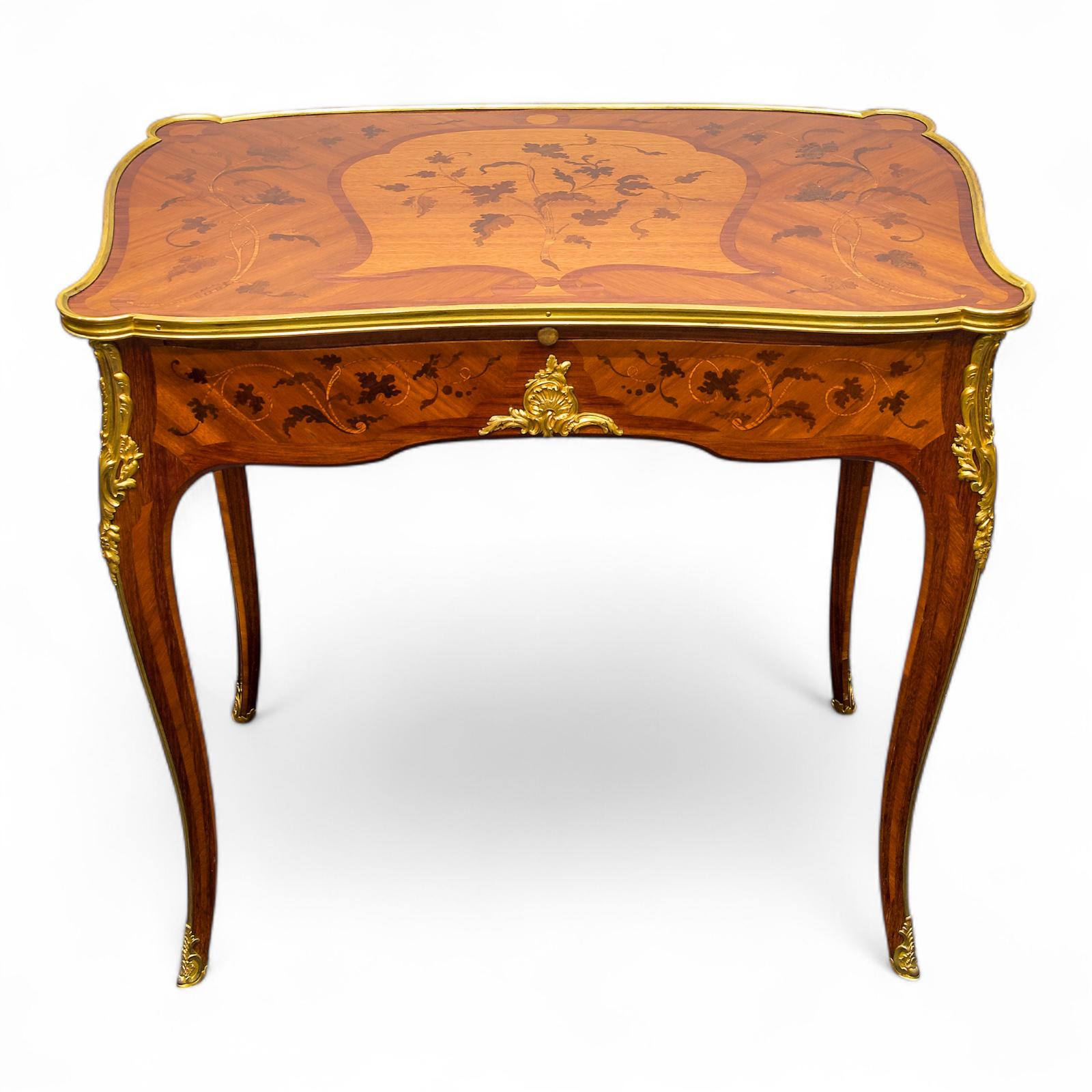 Antique French Kingwood & Marquetry Inlaid Side Table By G.durand (1 of 9)