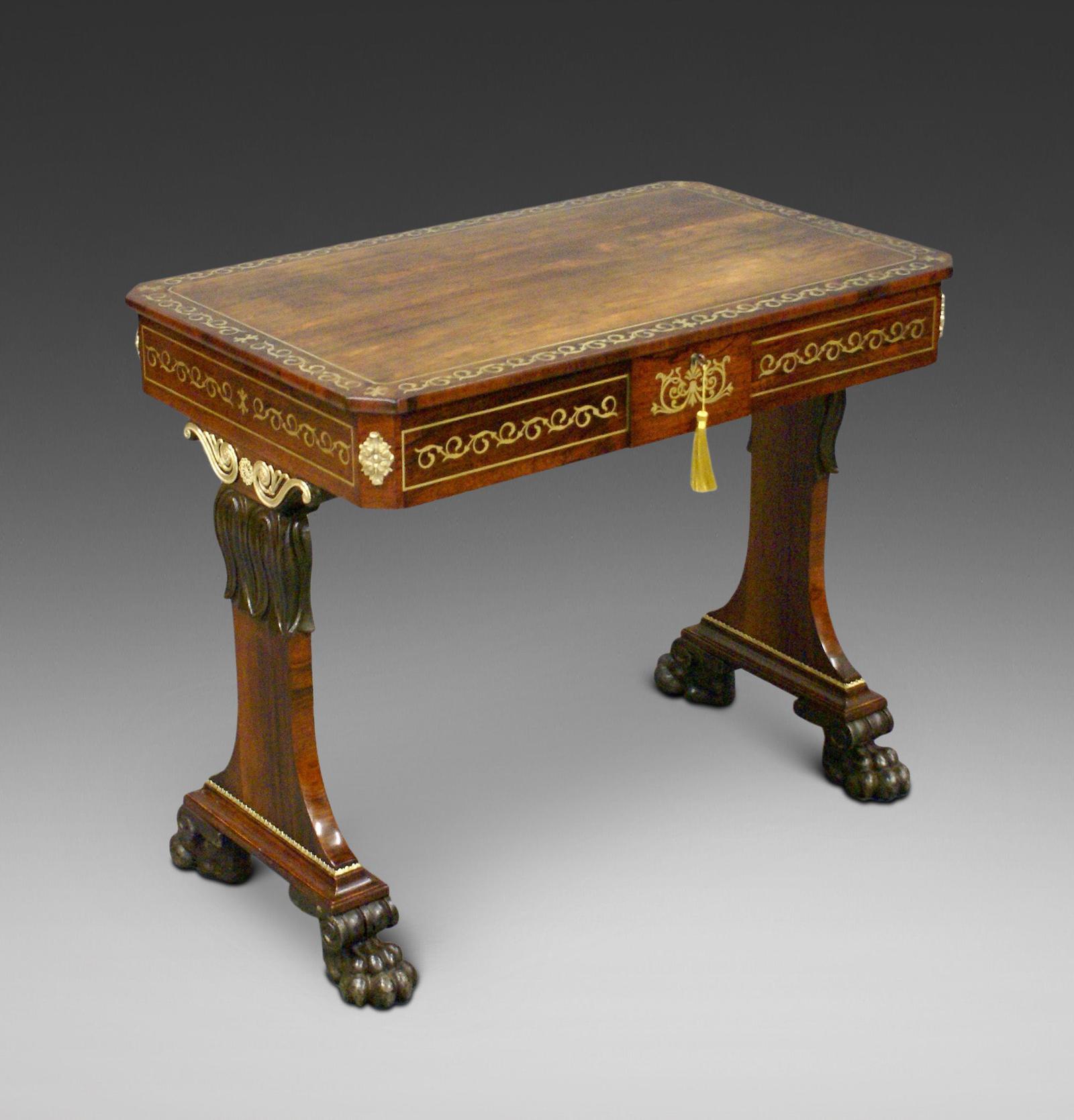 Exceptional Regency Brass Inlaid Rosewood Table (1 of 6) Exceptional Regency Brass Inlaid Rosewood Table (1 of 6)