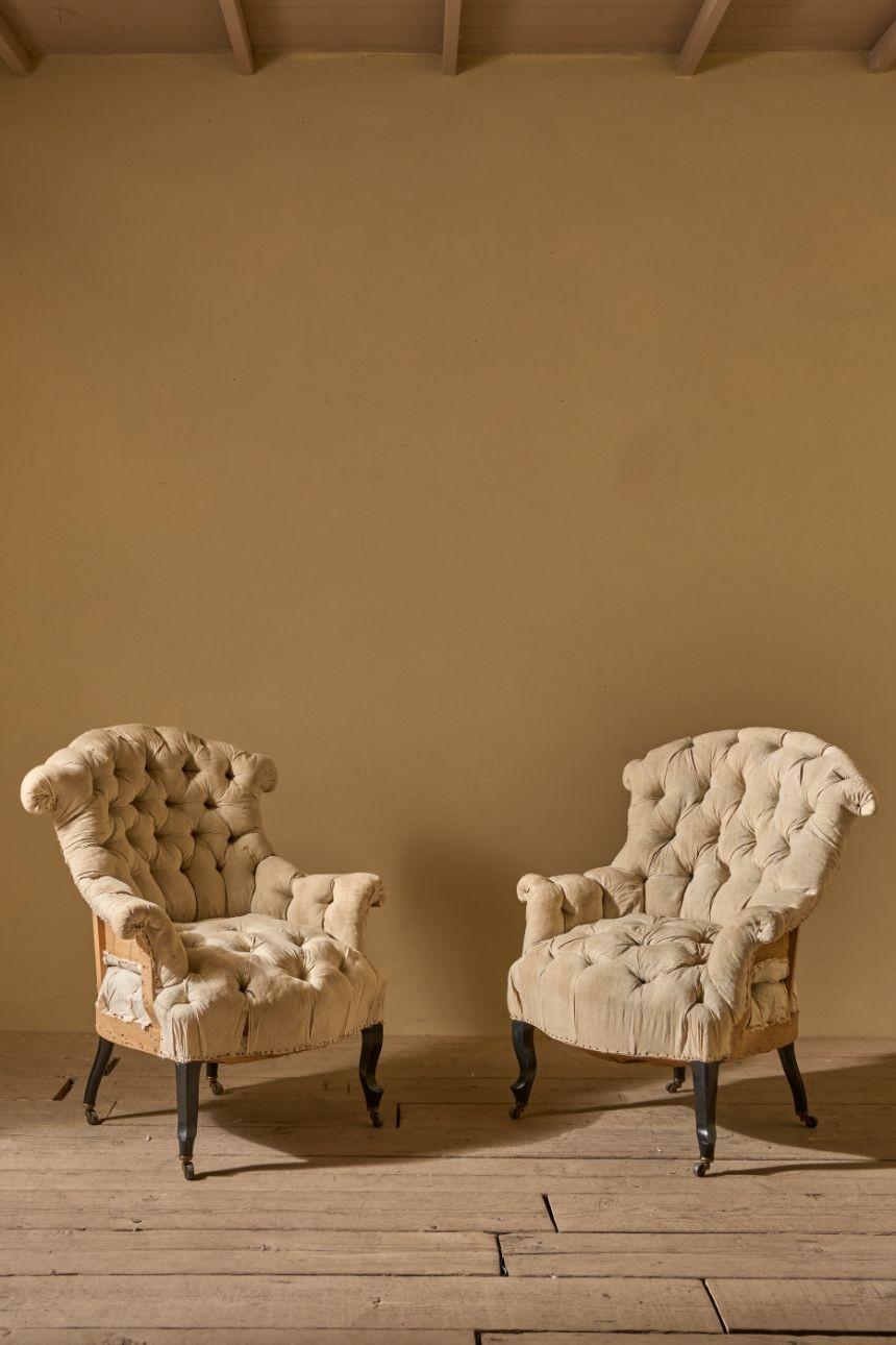 Napoleon III French Buttoned Back & Seat Fishtail Armchairs (1 of 5) Napoleon III French Buttoned Back & Seat Fishtail Armchairs (1 of 5)