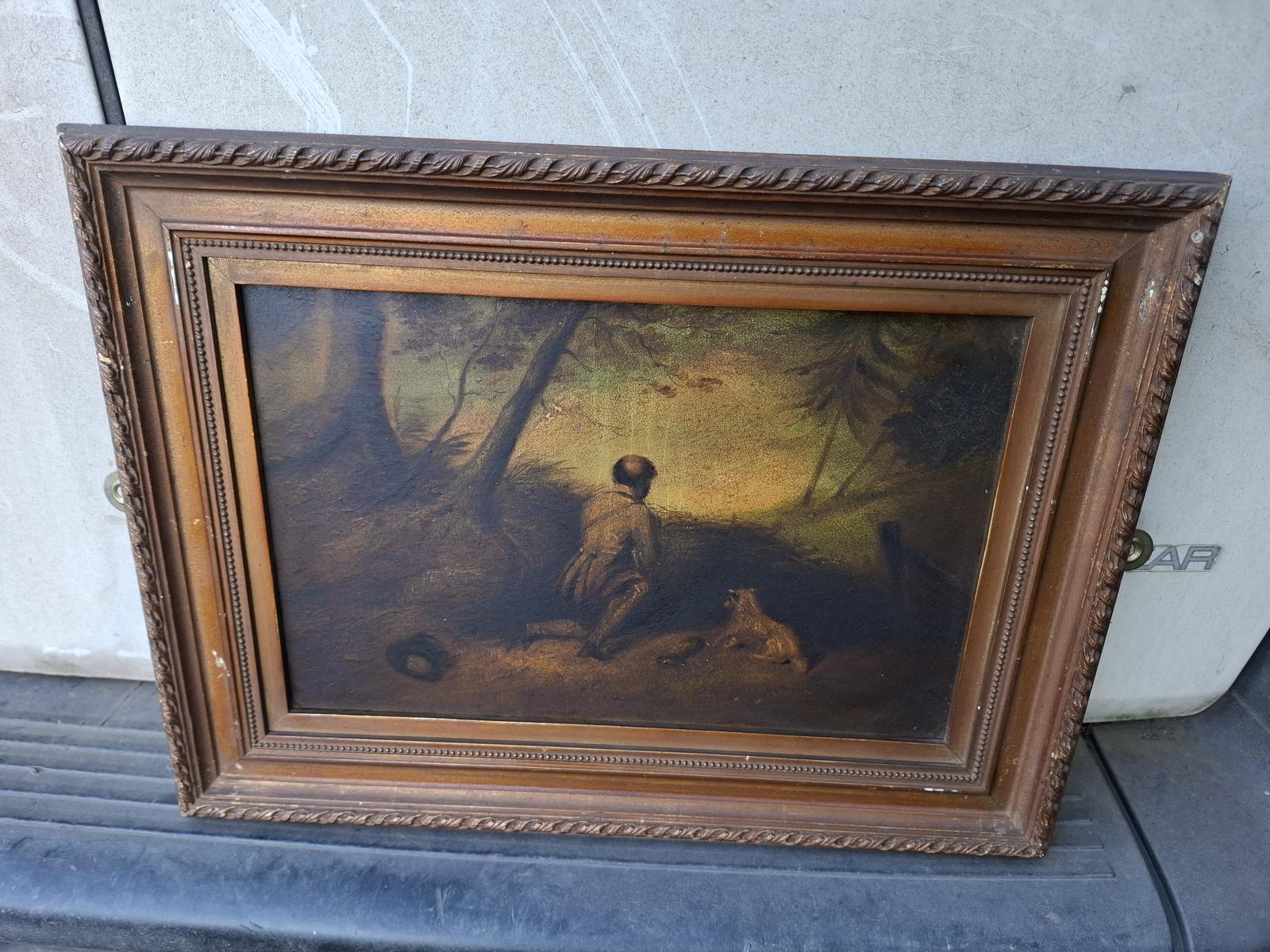 Superb Early 19th Century Oil on Panel - Rabbit Hunting - c.1830s (1 of 8)