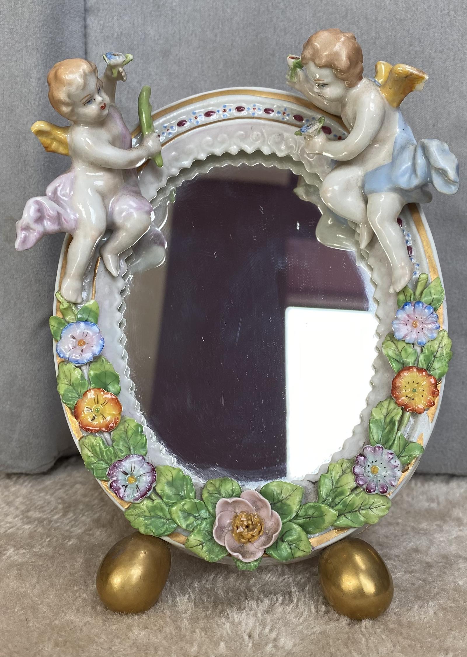 Sitzendorf, Dresde Small Free Standing Table Mirror (1 of 8) Sitzendorf, Dresde Small Free Standing Table Mirror (1 of 8)