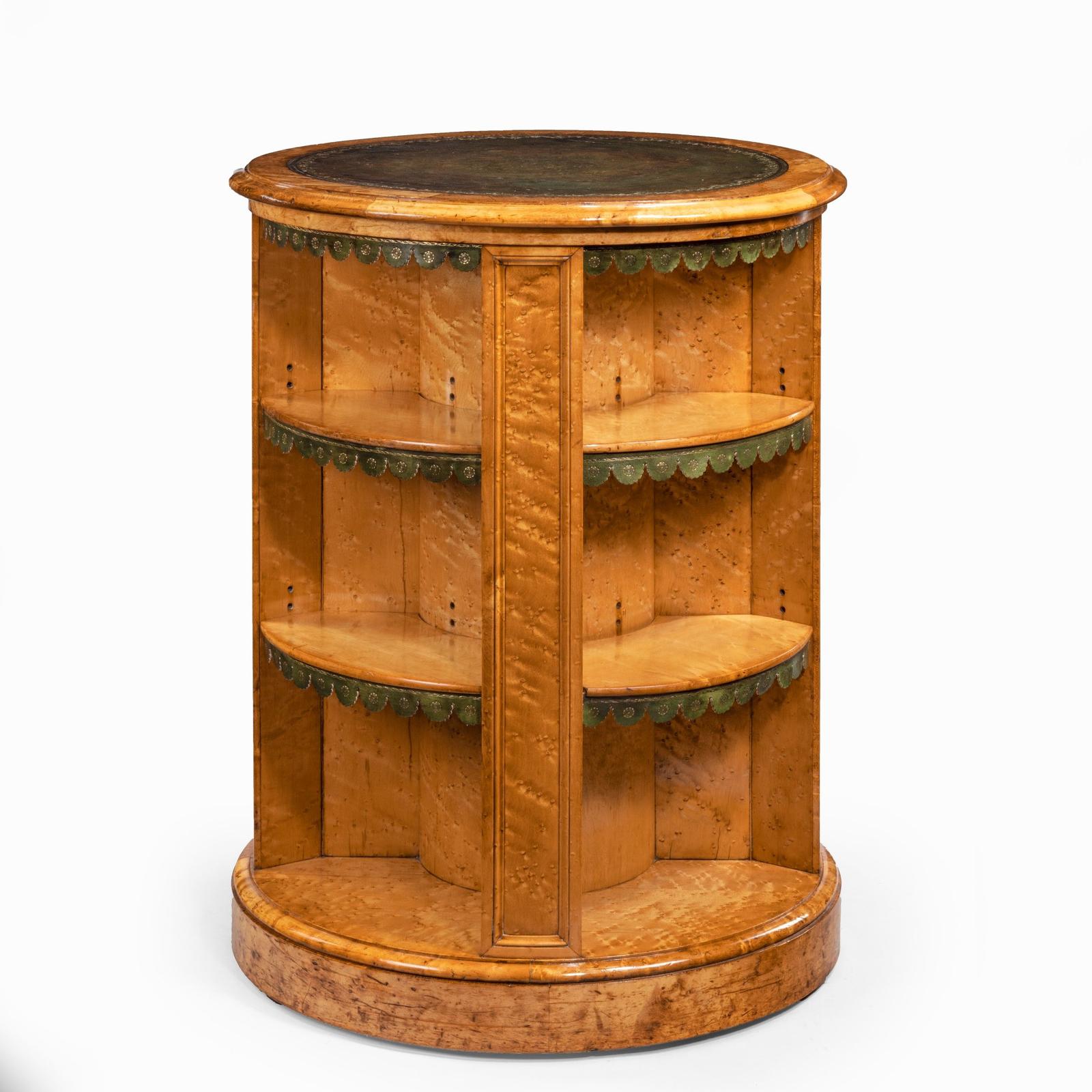 Late Regency Bird’s Eye-maple Cylindrical Open Bookcase Attributed to Gillows (1 of 8)