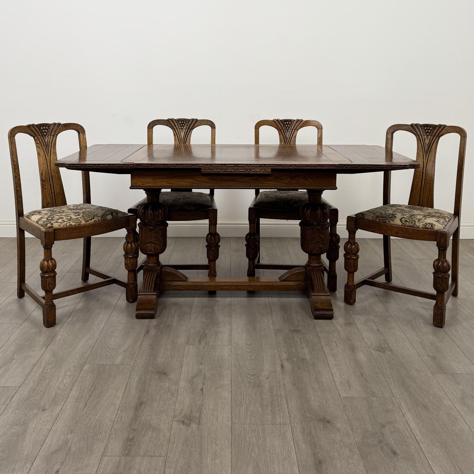 Antique 20th Century Oak Dining Table with 4 Dining Chairs (1 of 15) Antique 20th Century Oak Dining Table with 4 Dining Chairs (1 of 15)