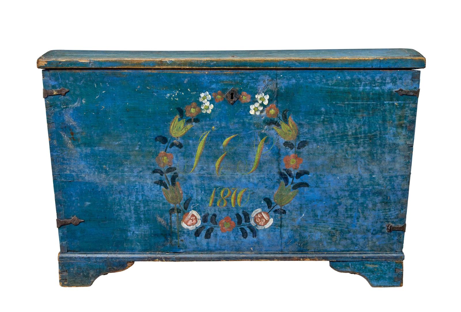 Early 19th Century Hand Painted Swedish Folk Art Coffer (1 of 10)
