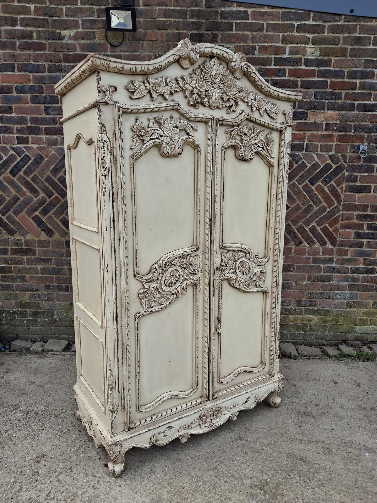 Vintage French Style Painted Armoire Wardrobe Shabby Chic Distressed Cabinet (1 of 19) Vintage French Style Painted Armoire Wardrobe Shabby Chic Distressed Cabinet (1 of 19)