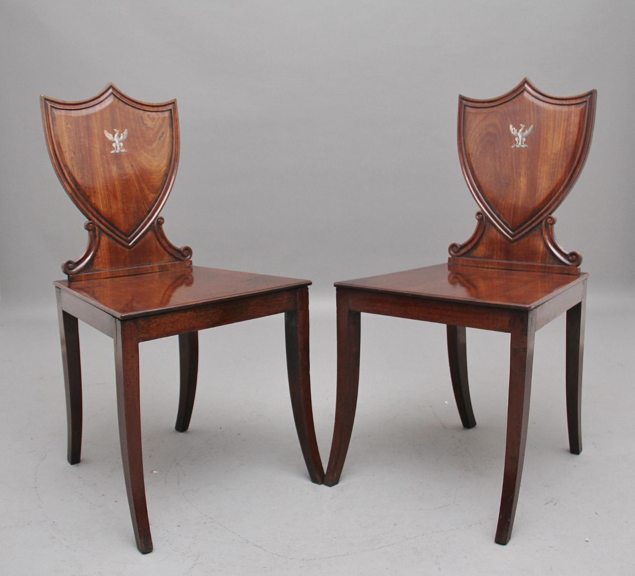Pair of Early 19th Century Mahogany Hall Chairs (1 of 6) Pair of Early 19th Century Mahogany Hall Chairs (1 of 6)
