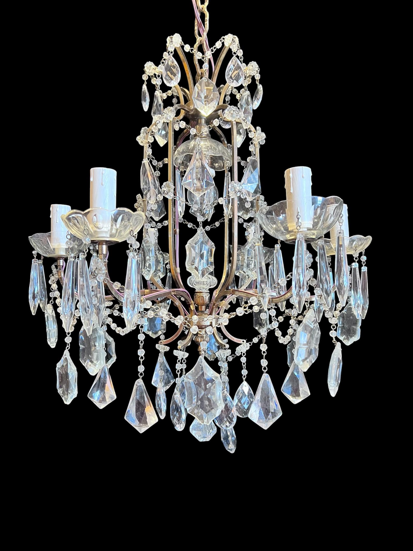 Six Light French Antique Brass & Crystal Chandelier (1 of 19) Six Light French Antique Brass & Crystal Chandelier (1 of 19)