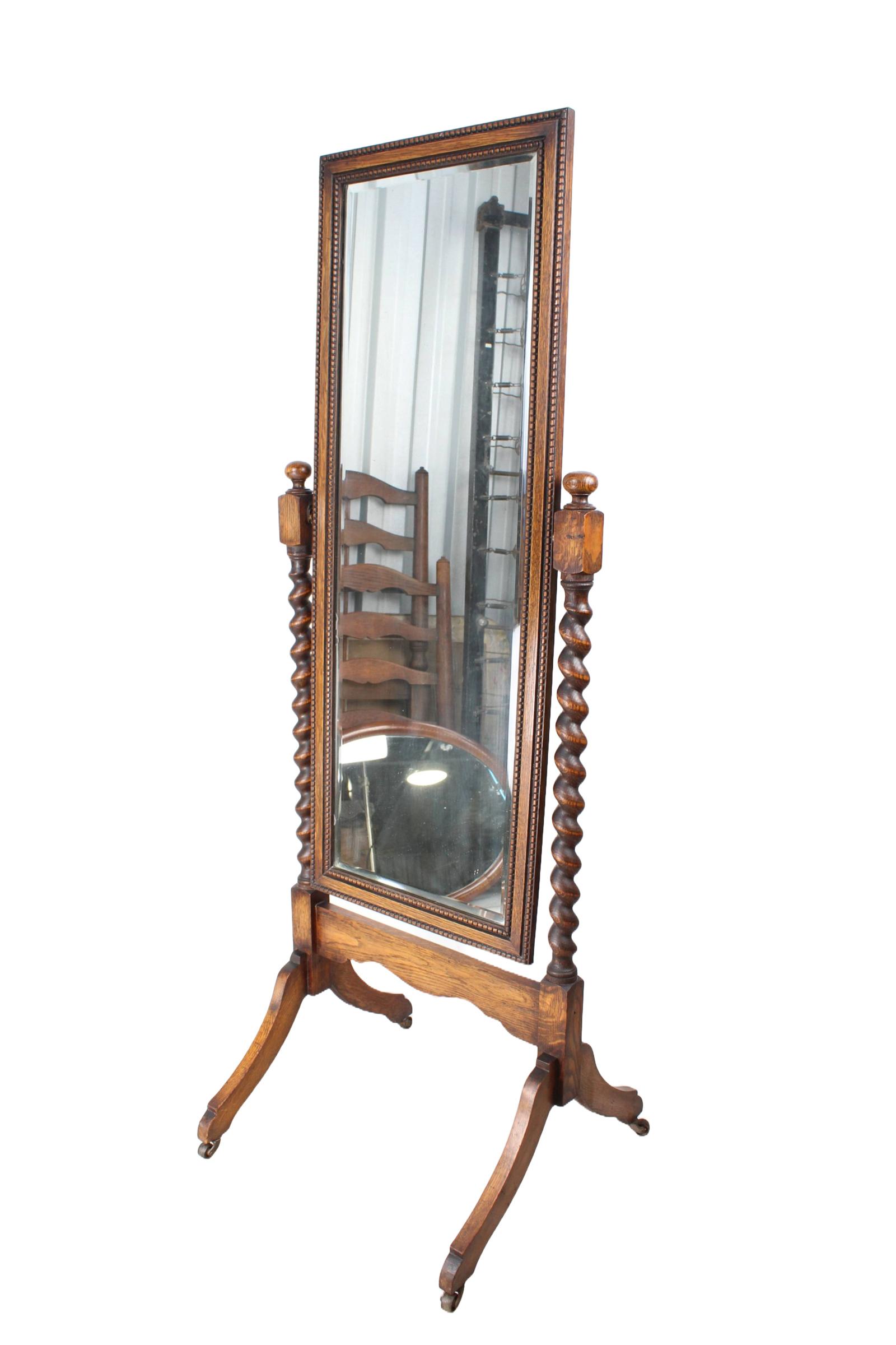 Tall Edwardian Oak Cheval Mirror (1 of 13) Tall Edwardian Oak Cheval Mirror (1 of 13)