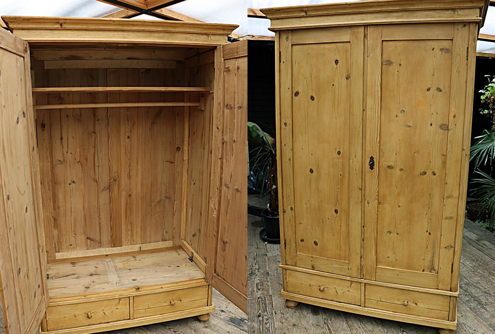 Fabulous Old Pine Double 'Knock Down' Wardrobe We Deliver & Assemble