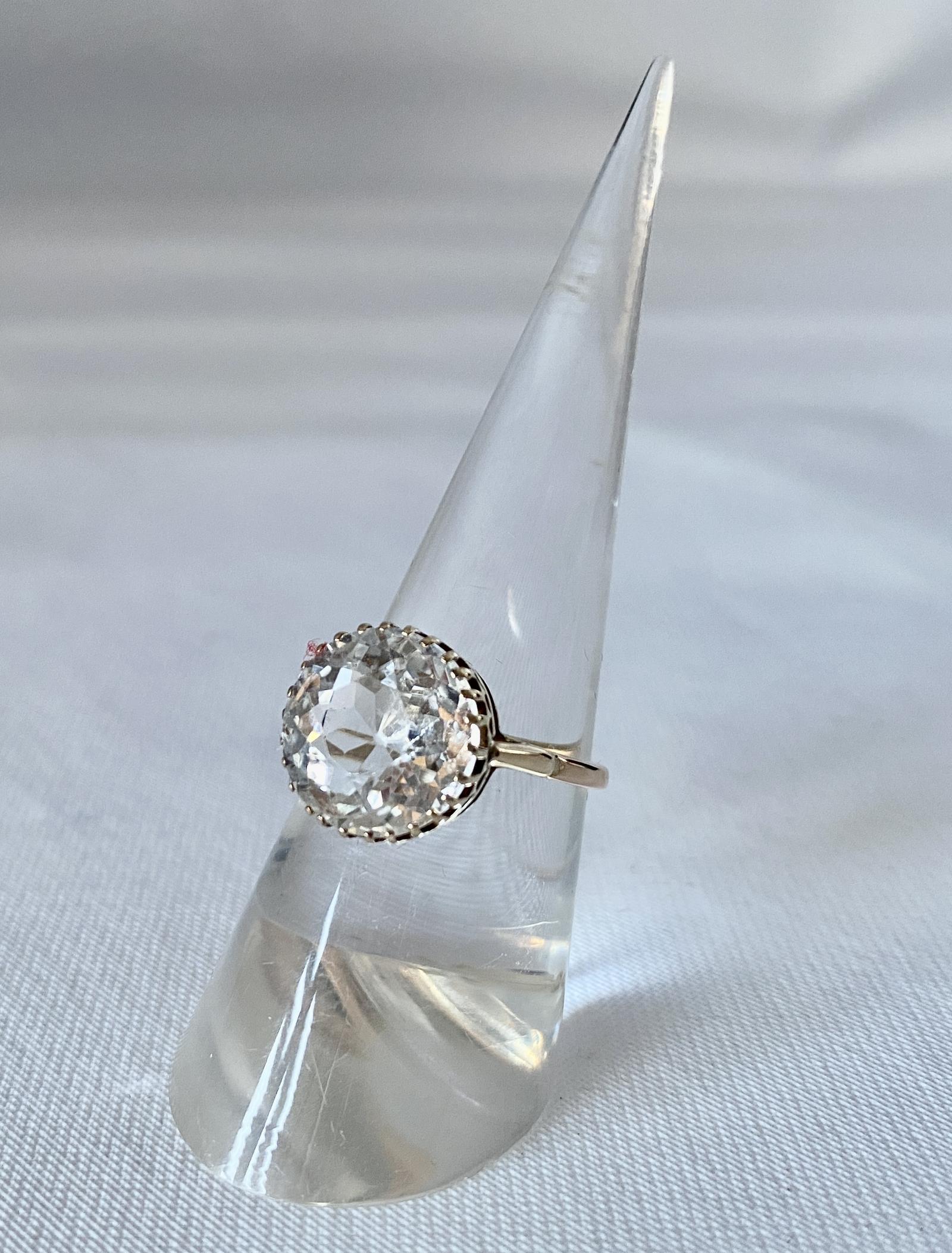 Unusual Vintage White Topaz & 18ct Gold Ring. C1960. (1 of 8)
