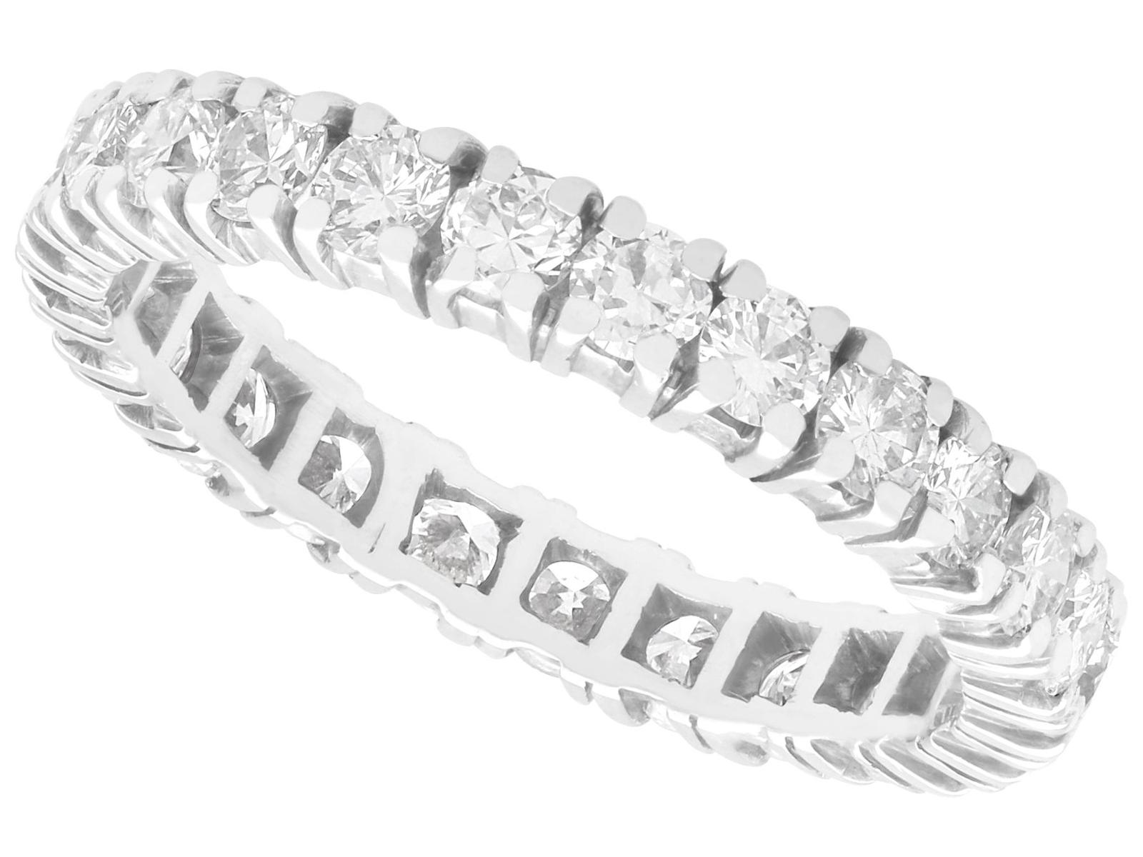 3ct Diamond & 18ct White Gold Full Eternity Ring - French c.1950 (1 of 9)
