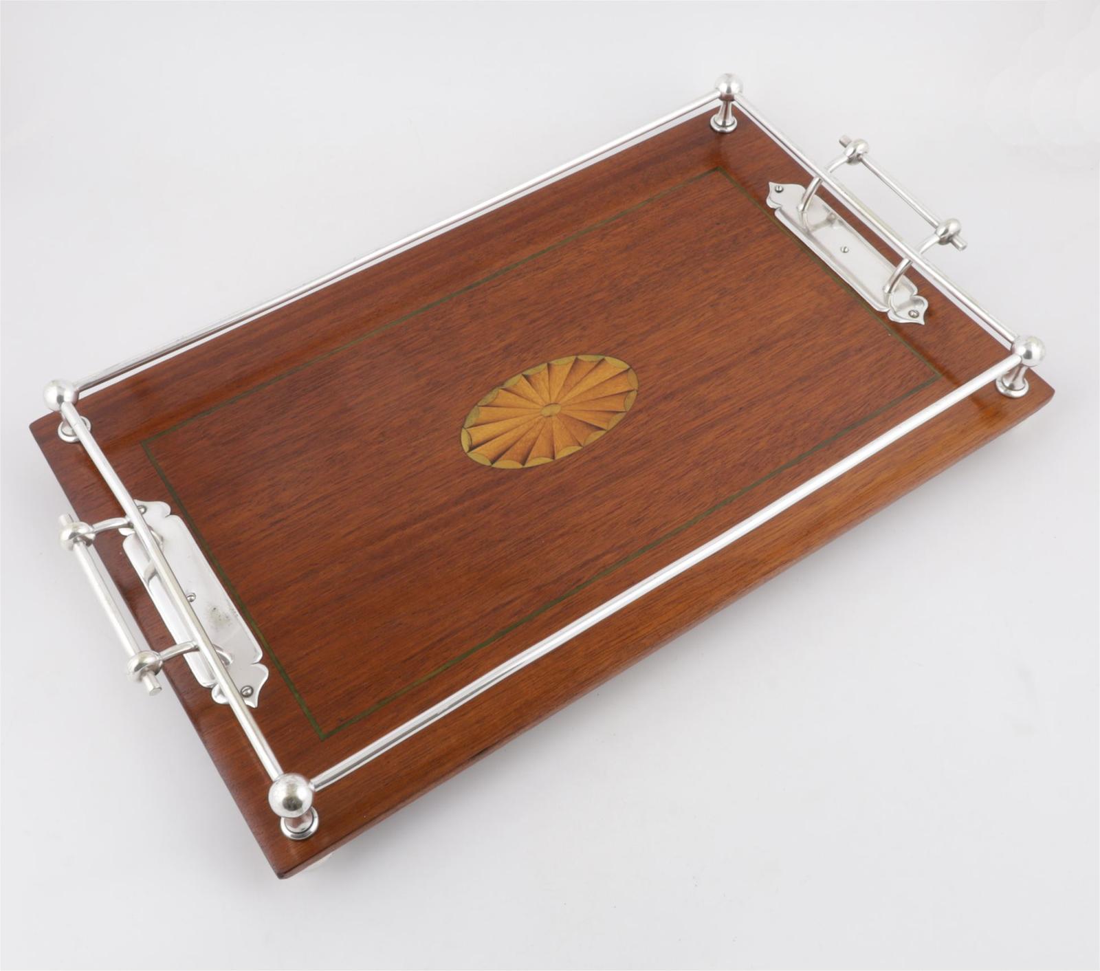 Antique Rectangle Silver Plate & Wood Gallery Tray / Small Cocktail Tray (1 of 12) Antique Rectangle Silver Plate & Wood Gallery Tray / Small Cocktail Tray (1 of 12)