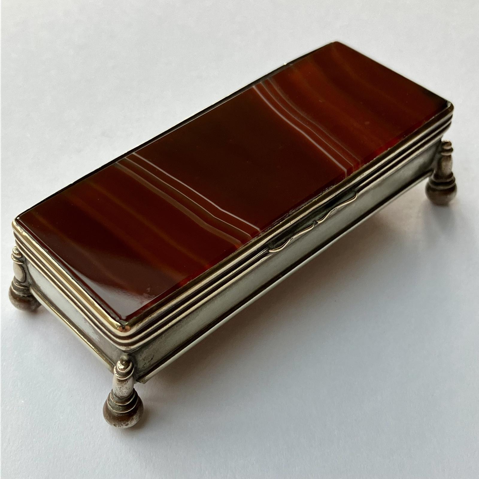 Silver Plated and Agate Stamp Box (1 of 5) Silver Plated and Agate Stamp Box (1 of 5)