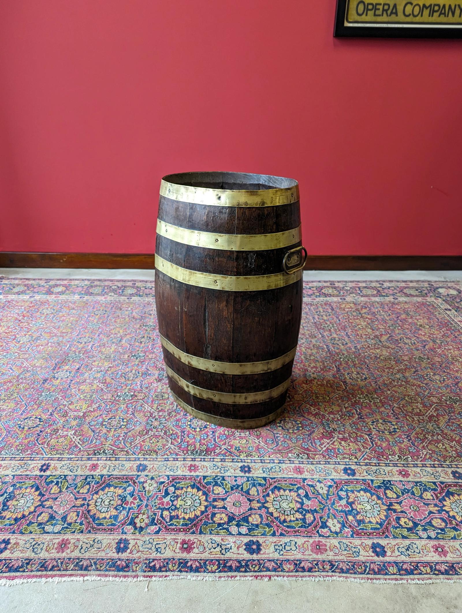 Antique Georgian Brass Bound Oak Stick Stand (1 of 10)