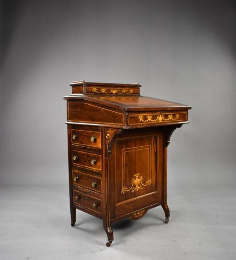 Victorian Inlaid Rosewood Davenport Desk (1 of 9)