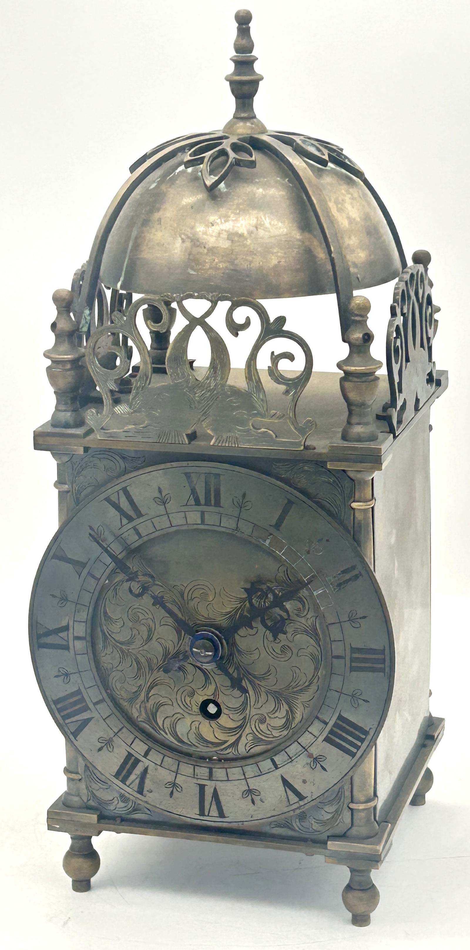Wonderful English Style Brass Lantern Clock ca.1900 (1 of 9)