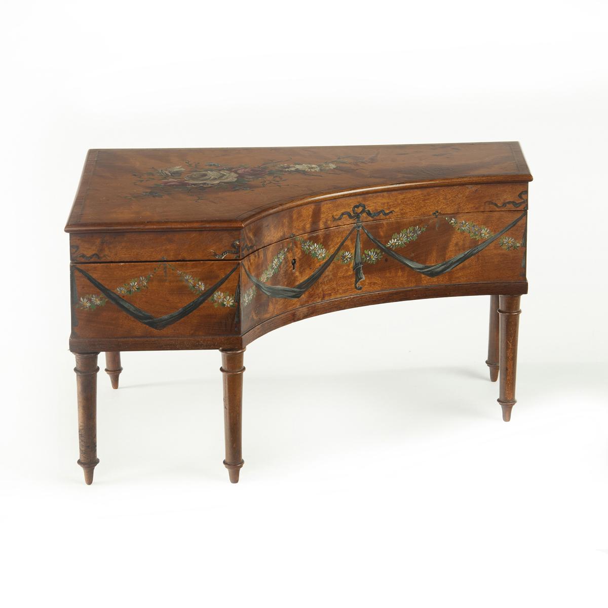 Irish Miniature Satinwood Piano Sewing Box Painted by Herbert Cooper (1 of 8)