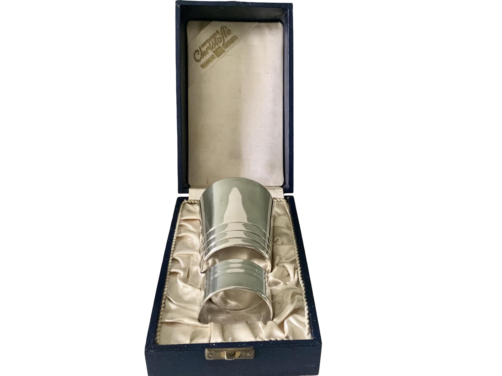 Christofle Plated Beaker/napkin Ring - Ondulation Design (1 of 7) Christofle Plated Beaker/napkin Ring - Ondulation Design (1 of 7)