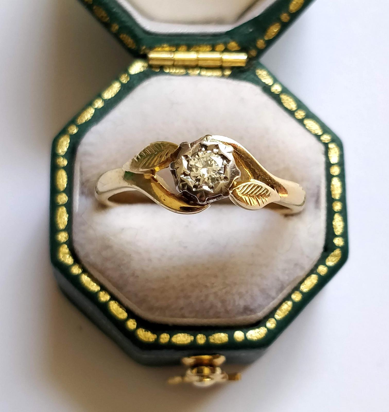 Mid 20th Century 18ct Gold Diamond Engagement Solitaire Ring Size O (1 of 11) Mid 20th Century 18ct Gold Diamond Engagement Solitaire Ring Size O (1 of 11)