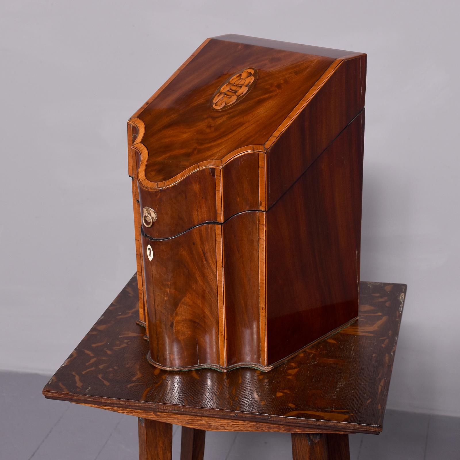George III Shaped-Front Inlaid Mahogany Knife Box (adapted) (1 of 7)
