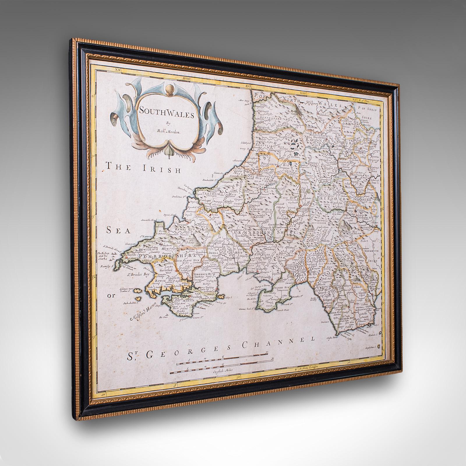 Antique South Wales Map, English, Framed, Robert Morden Cartography c.1720 (1 of 12) Antique South Wales Map, English, Framed, Robert Morden Cartography c.1720 (1 of 12)