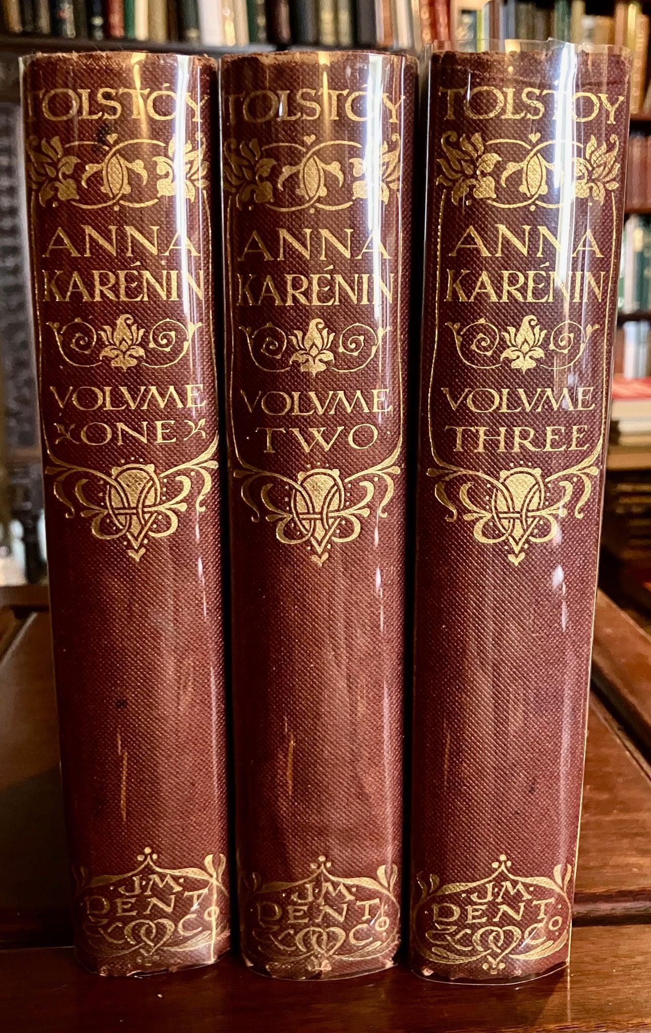 1904 Anna Karenina by Leo Tolstoy 3 X Volume Set Gilt Decorated Bindings (1 of 4)