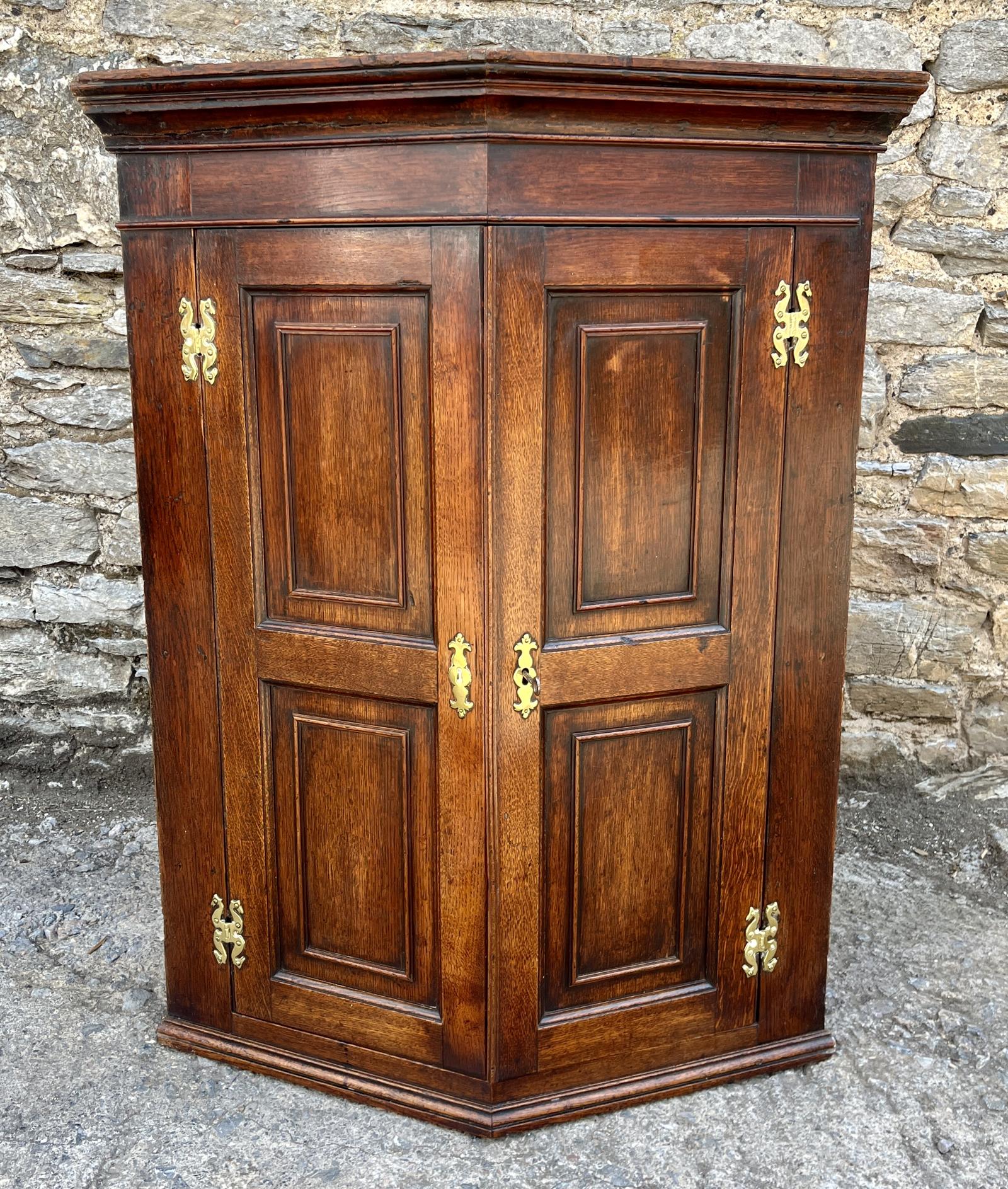 Georgian Oak Hanging Corner Cupboard (1 of 15)