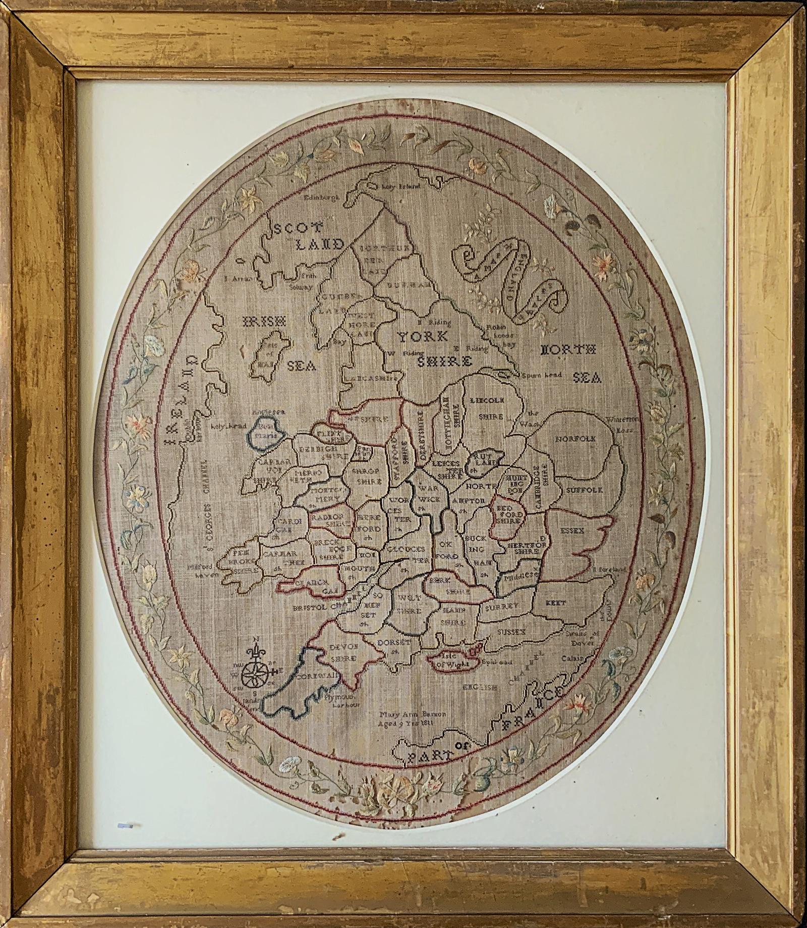 Georgian Sampler c.1811 Map of England & Wales Needlepoint by Mary Banion 9yrs (1 of 28) Georgian Sampler c.1811 Map of England & Wales Needlepoint by Mary Banion 9yrs (1 of 28)