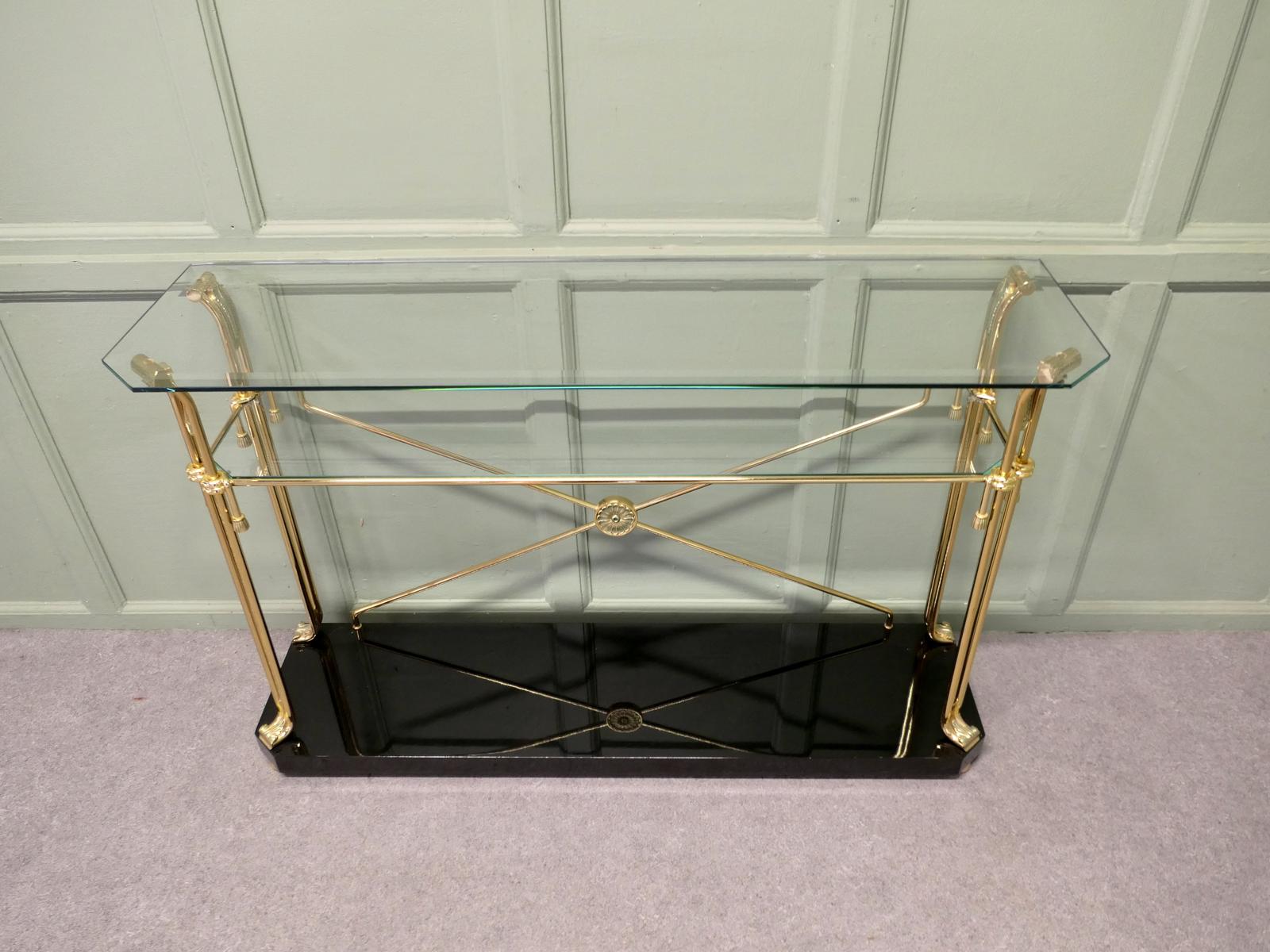 A Stylish Brass and Glass Mid Century Console Table (1 of 6)