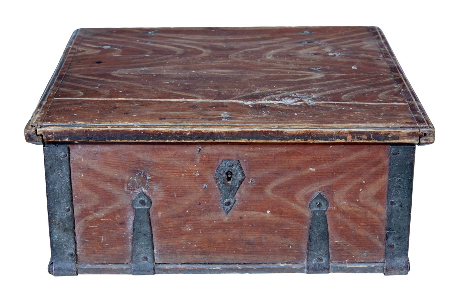 Scandinavian Hand Painted 19th Century Pine Strong Box (1 of 7)