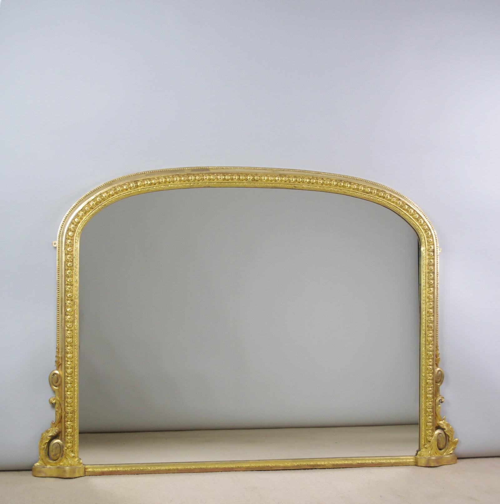 Large Victorian Gilt Arch Top Overmantle Mirror (1 of 8)